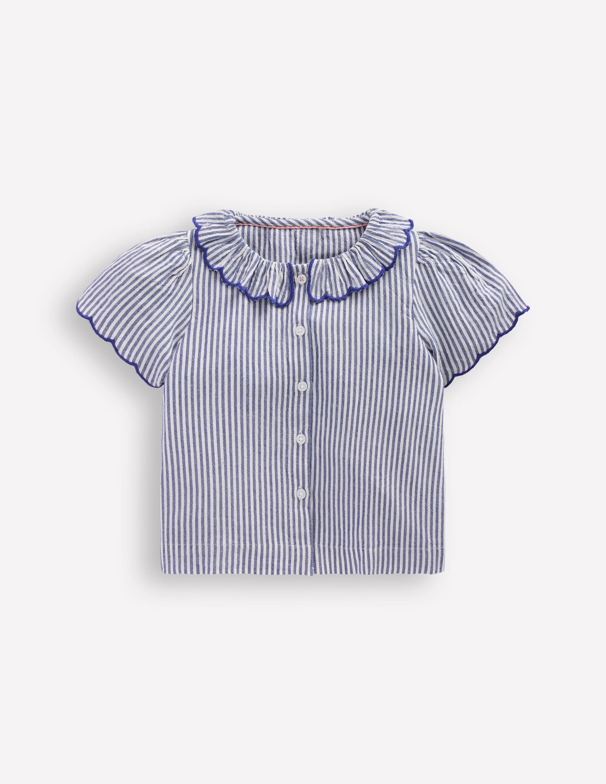 Blouse boutonnée-Rayé bleu/ivoire - Image 3