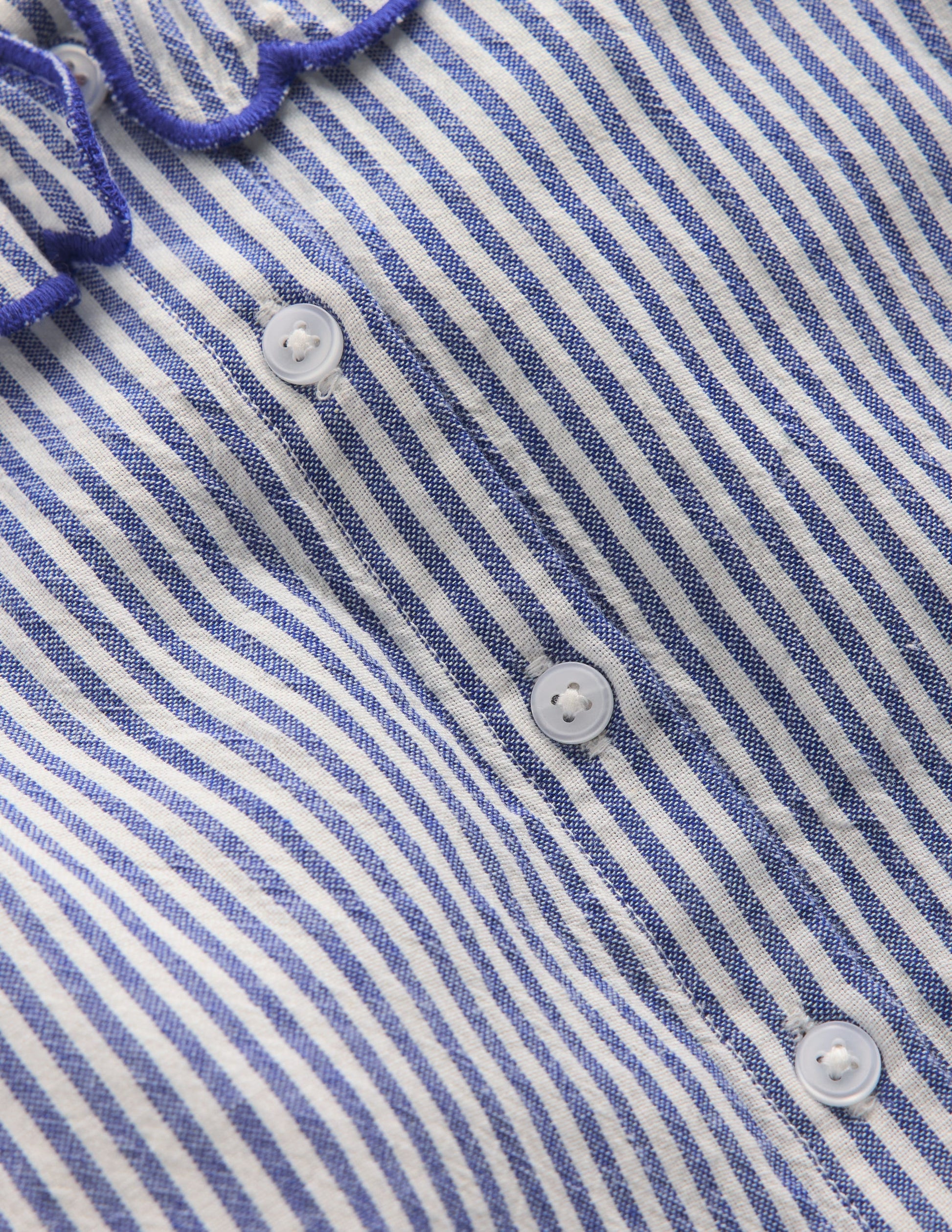 Button-through Blouse-Blue/Ivory Stripe-4