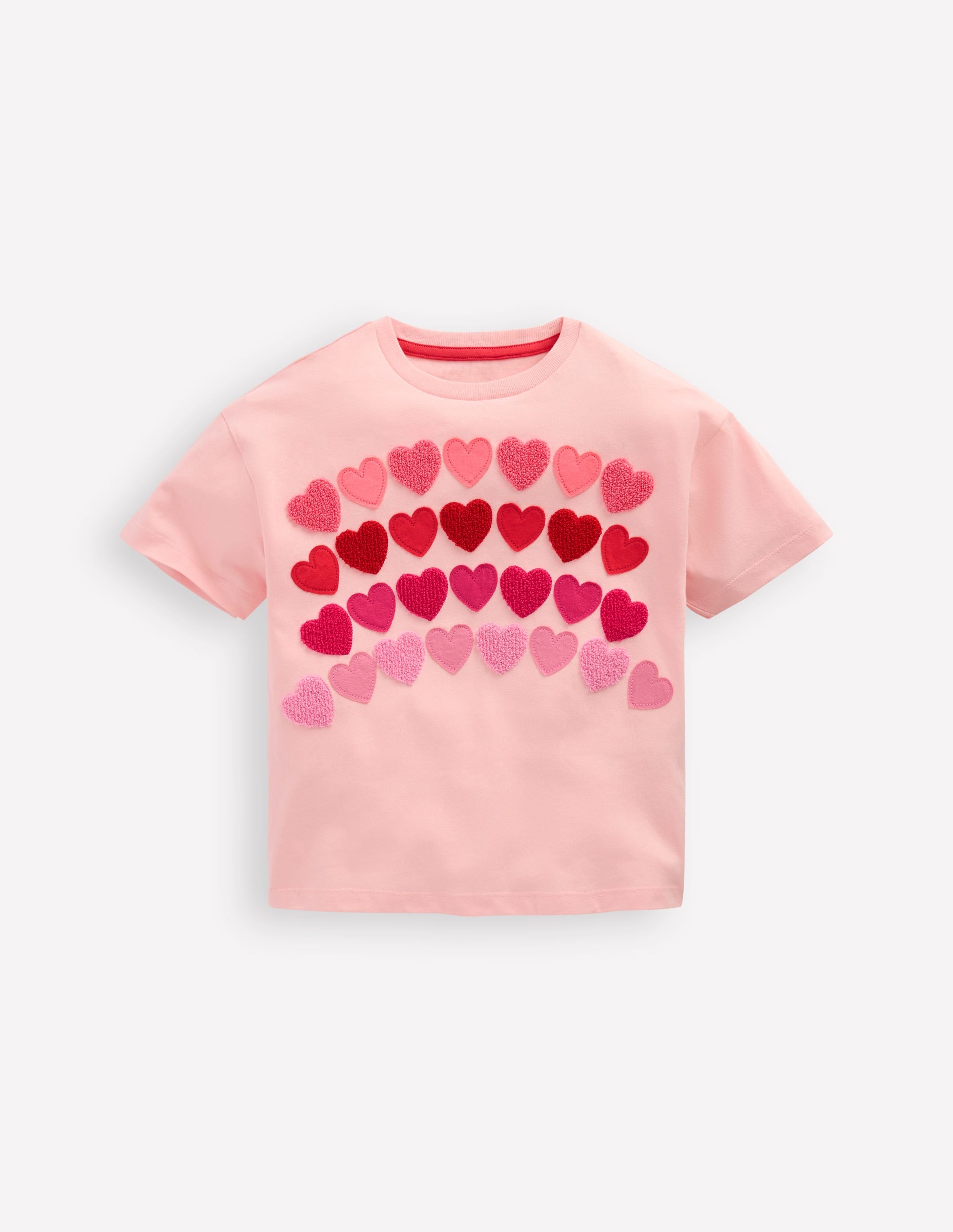 Easy T-Shirt mit Applikation-Kreiderosa Herz Regenbogen - Image 1