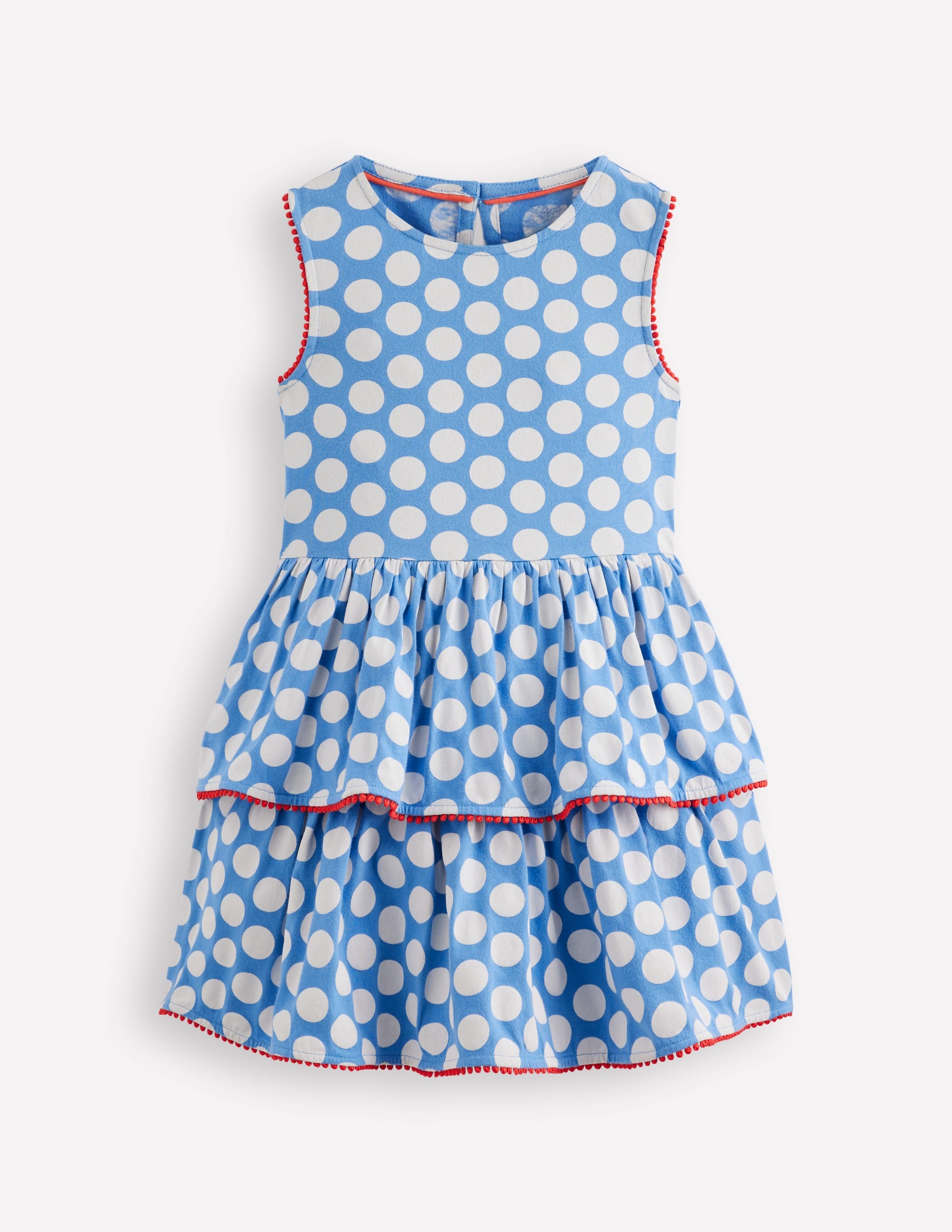 Gestuftes Jersey-Sommerkleid-Blau mit Tupfen - Image 1