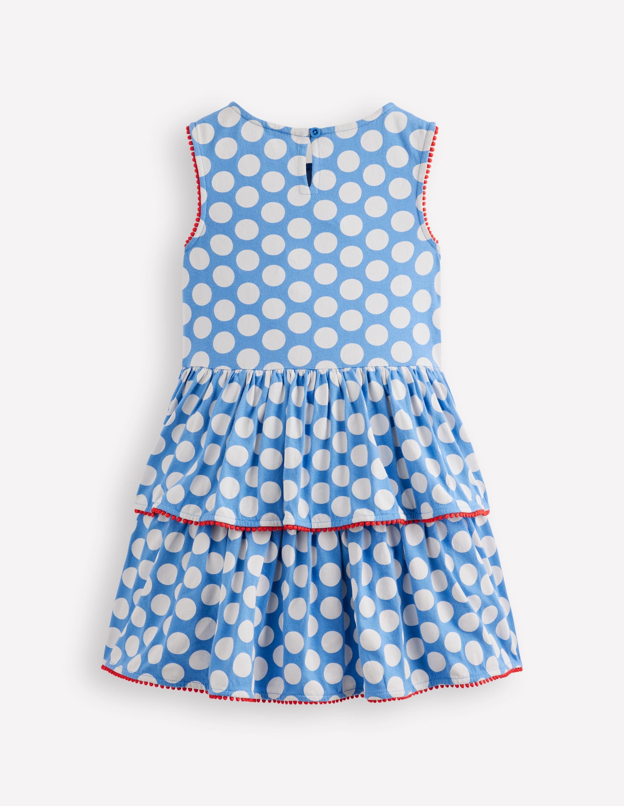 Gestuftes Jersey-Sommerkleid-Blau mit Tupfen - Image 2