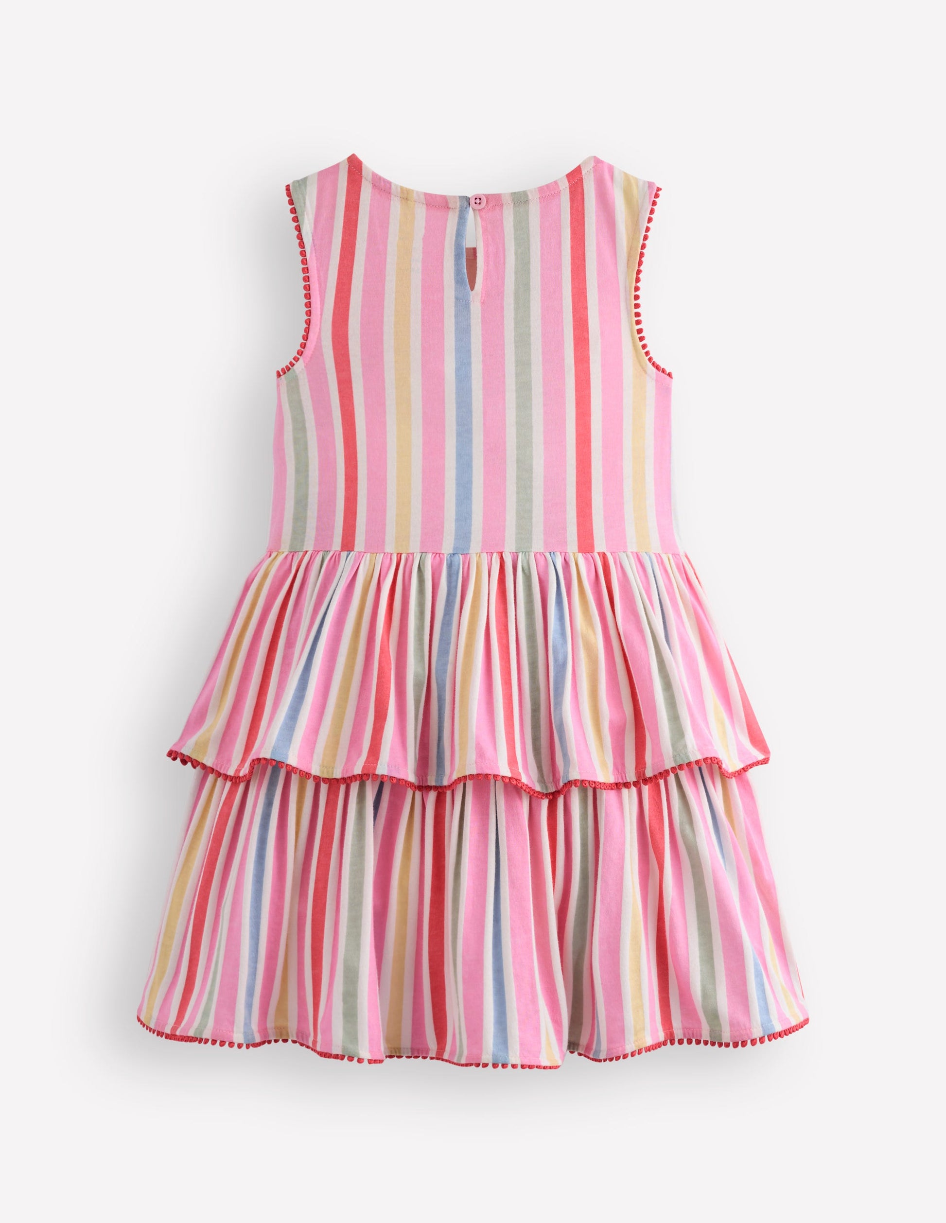 Gestuftes Jersey-Sommerkleid-Rosa mit Streifen-2