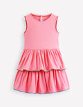 Gestuftes Jersey-Sommerkleid-Kaugummi-Rosa
