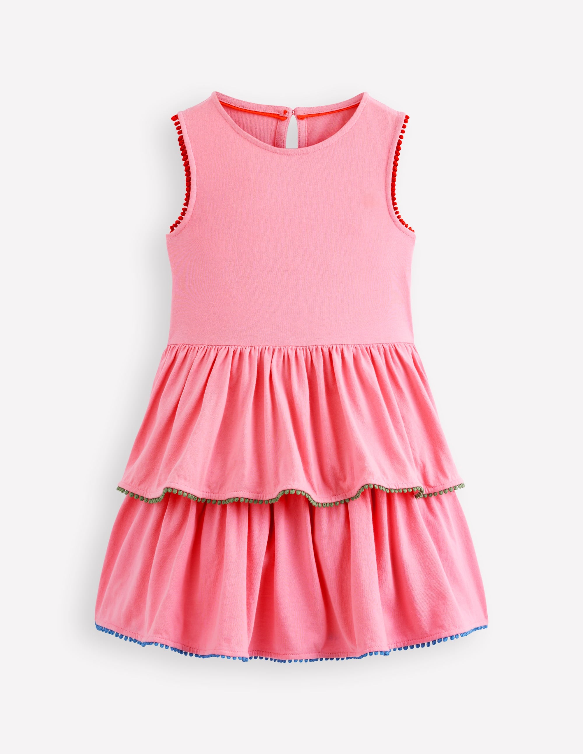 Gestuftes Jersey-Sommerkleid-Kaugummi-Rosa - Image 1