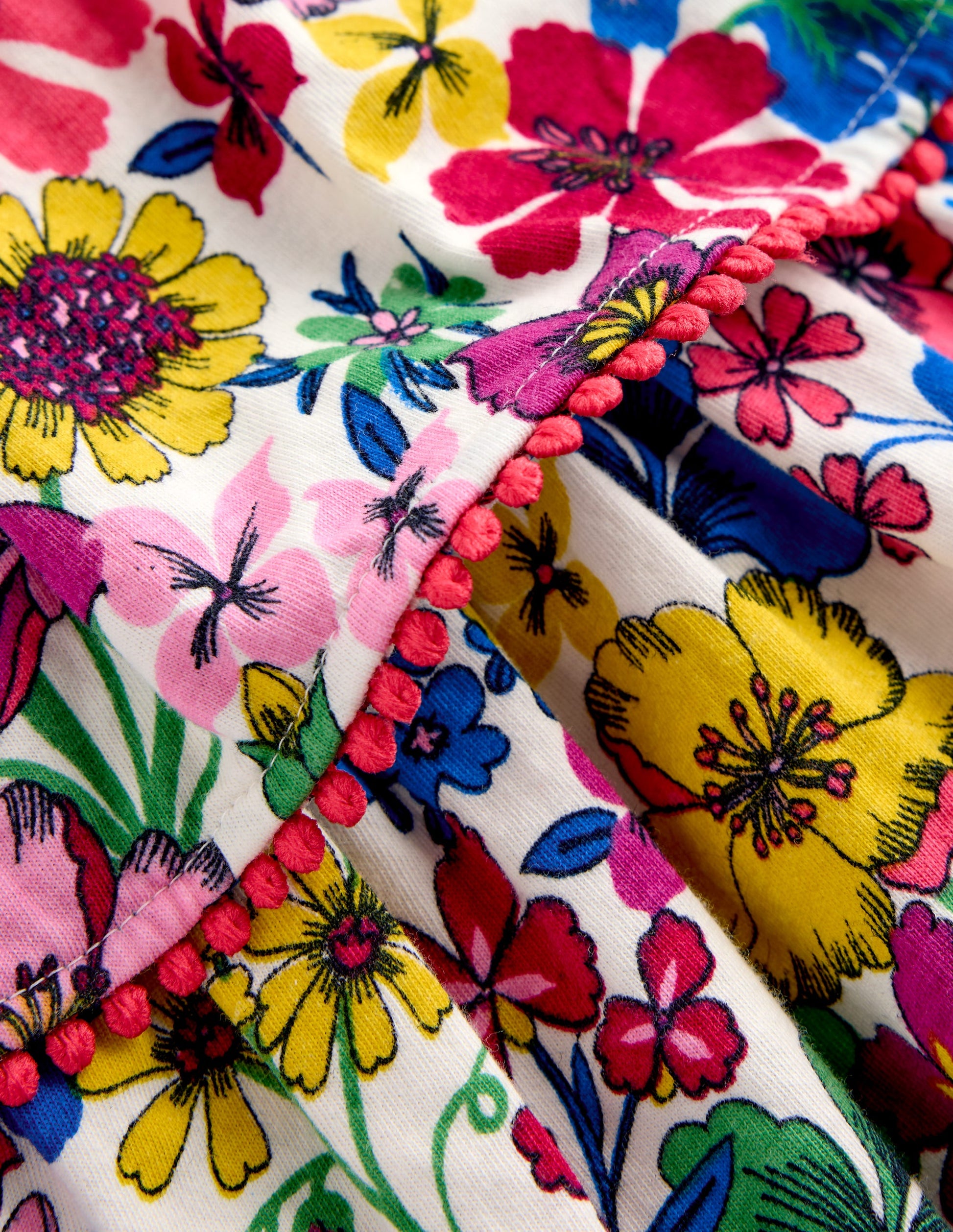 Gestuftes Jersey-Sommerkleid-Prickelndes Pink Blumenmuster Zweig-3