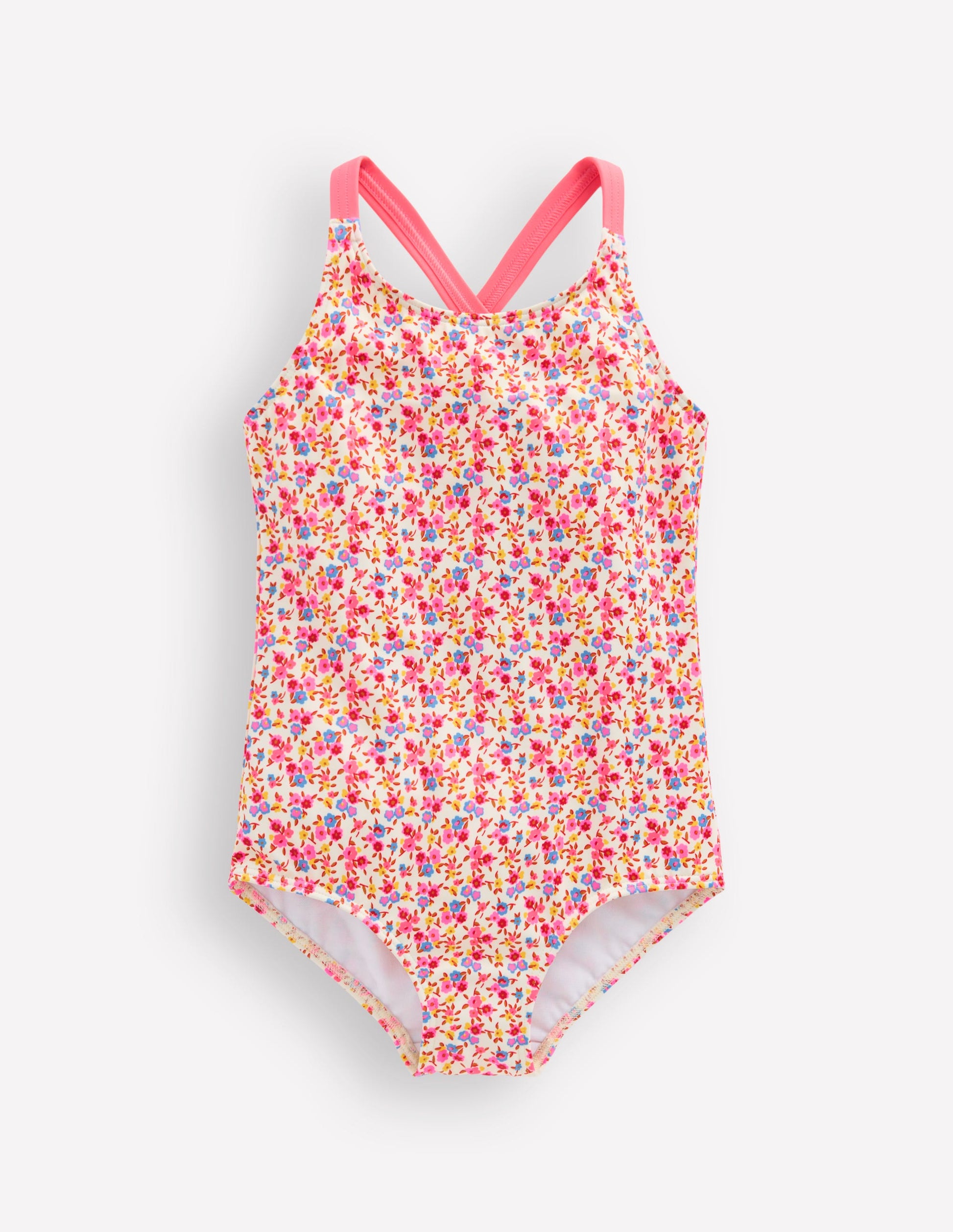 Bedruckter Badeanzug mit gekreuzten Trägern-Papyrus Kleines Blumenmuster-2