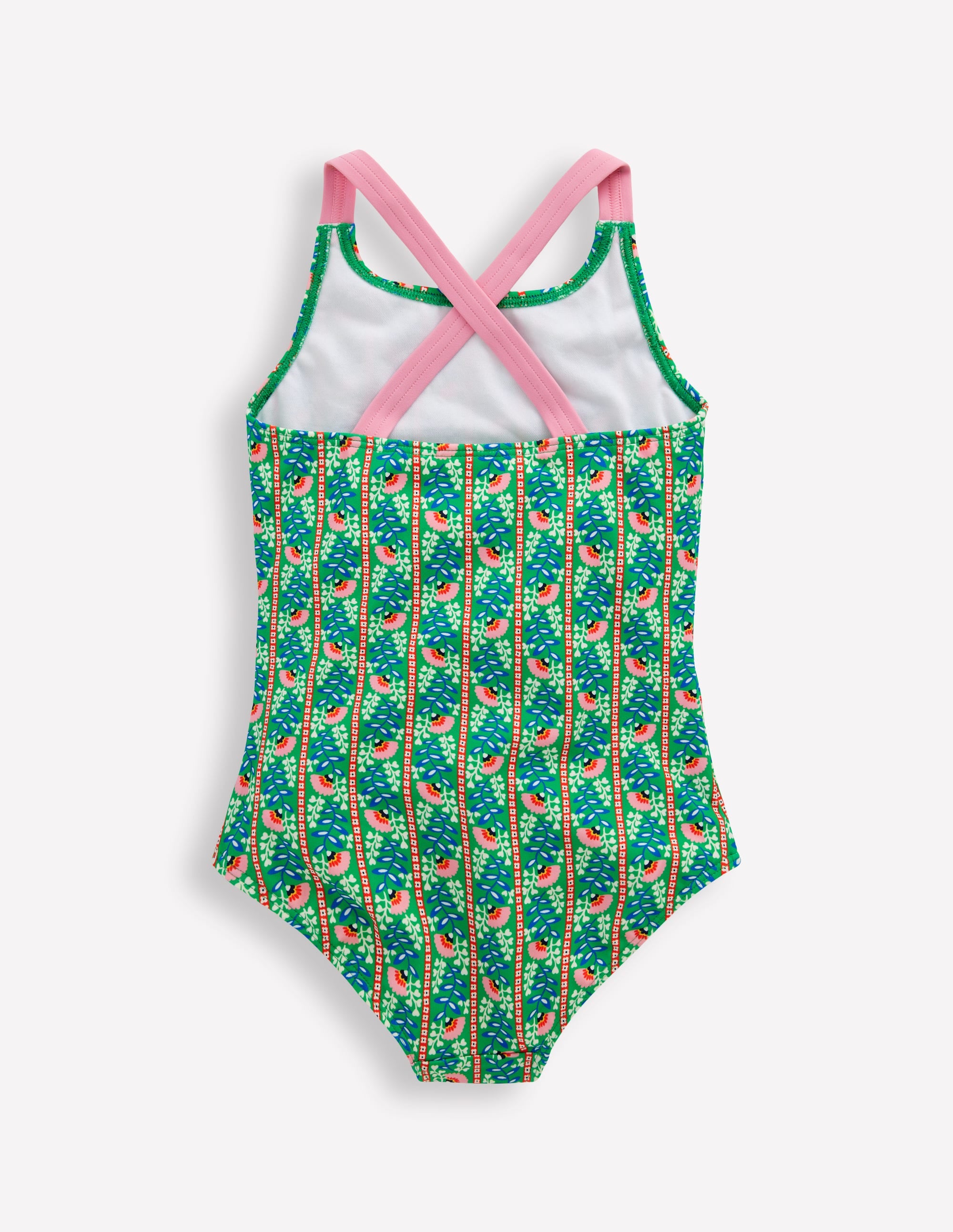 Maillot de bain imprimé croisé dans le dos-Motif Floral Vine vert - Image 2