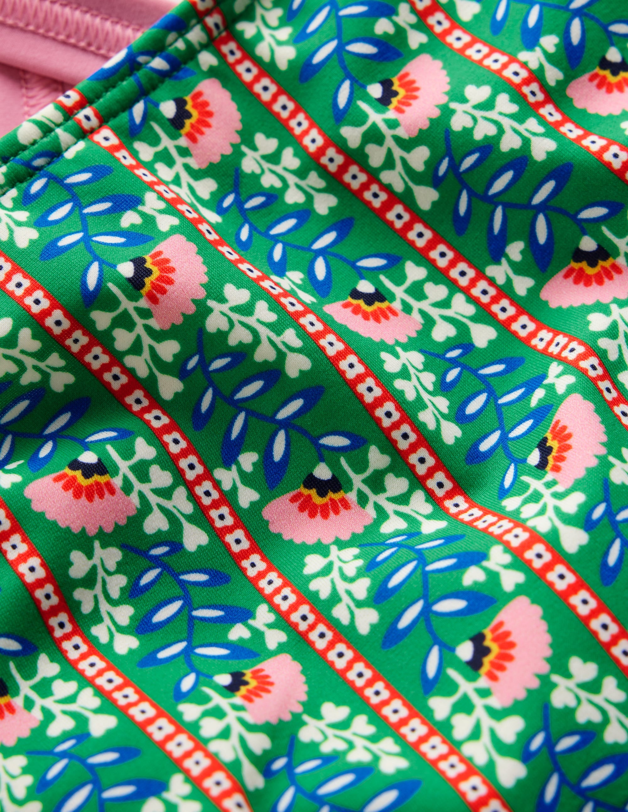 Maillot de bain imprimé croisé dans le dos-Motif Floral Vine vert - Image 3