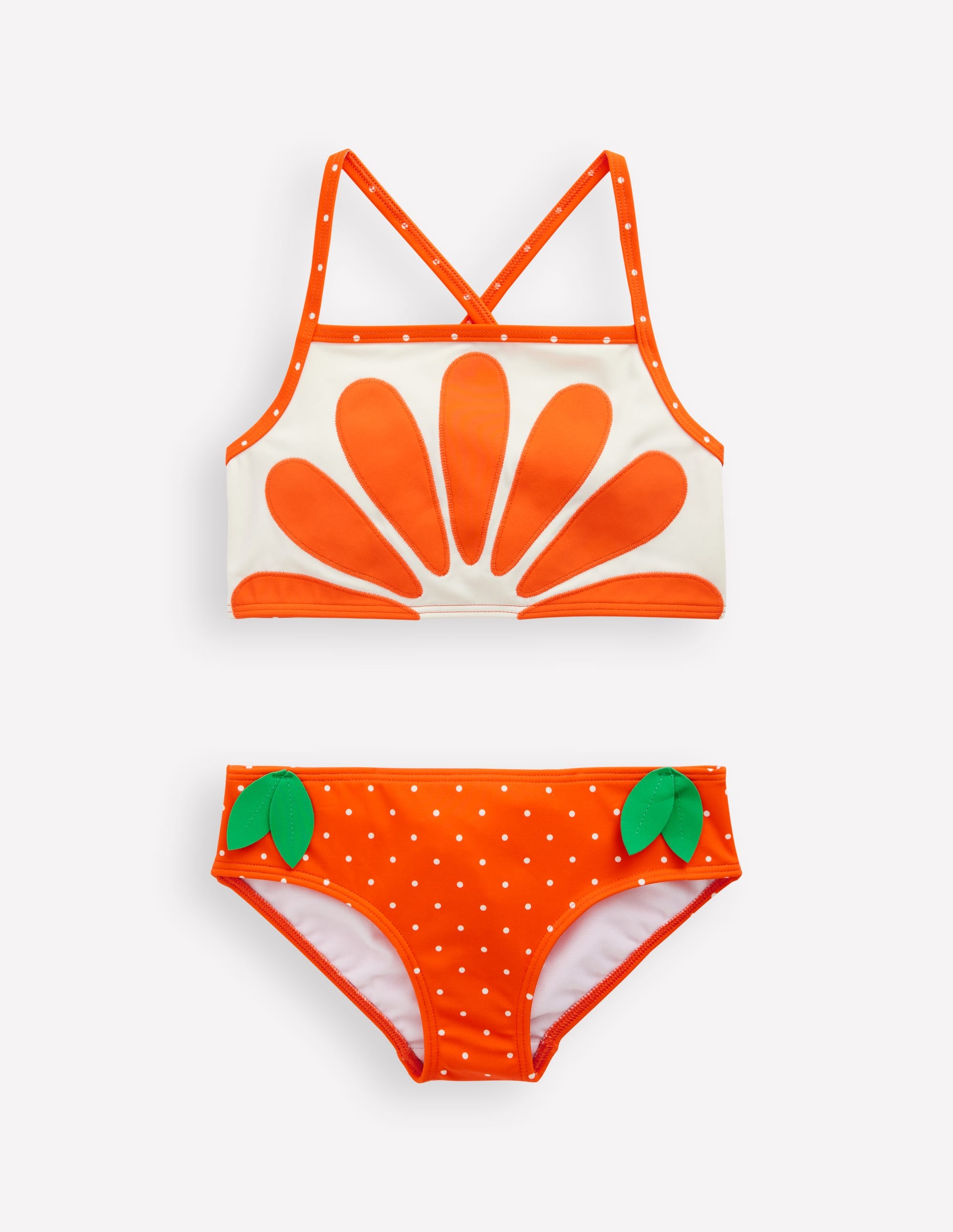 Bikini croisé dans le dos à logo-Orange Vif - Image 3