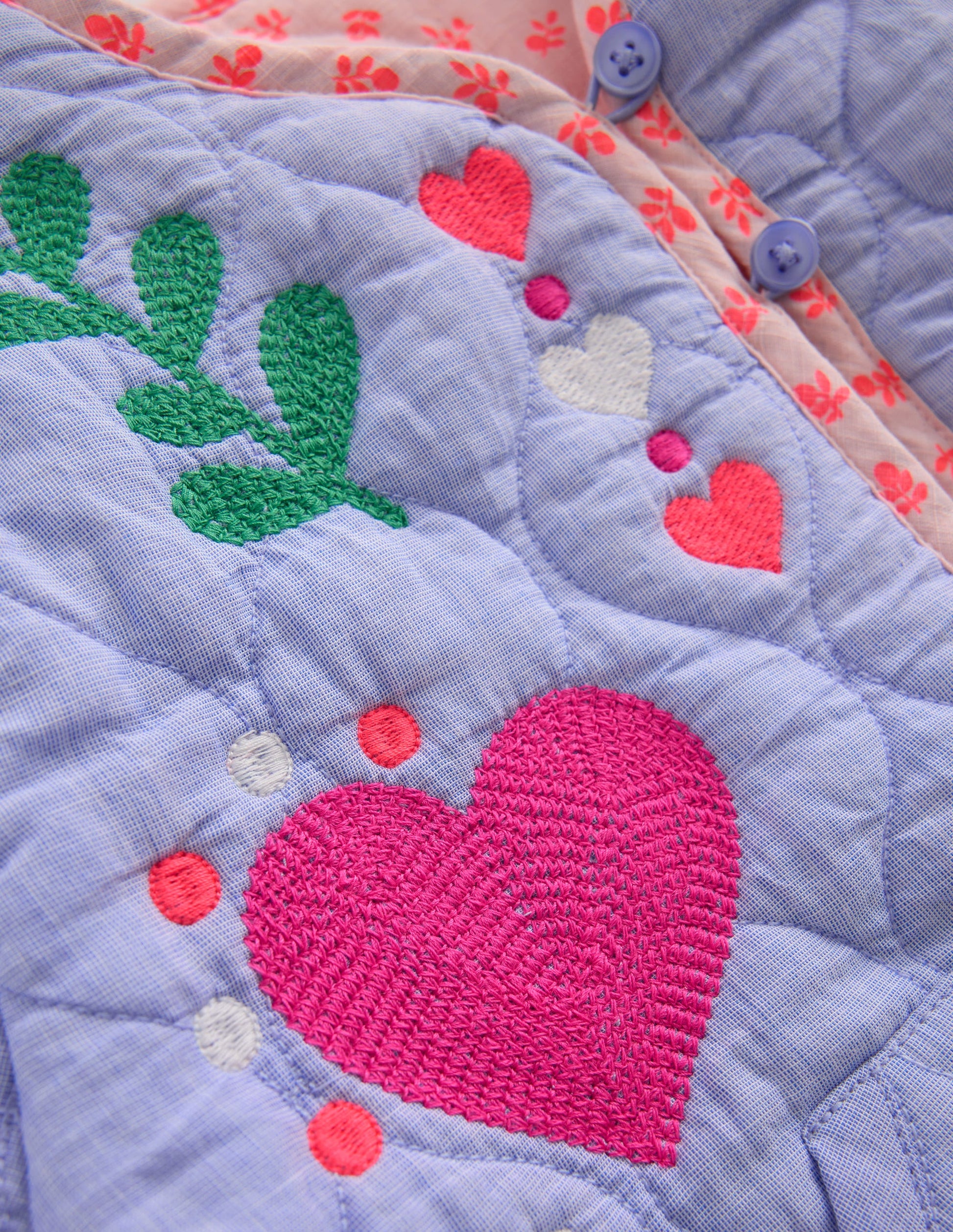 Wendbare Steppjacke-Blaue Stickerei-3