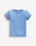 T-Shirt mit Puffärmeln-Vergissmeinnicht Blau