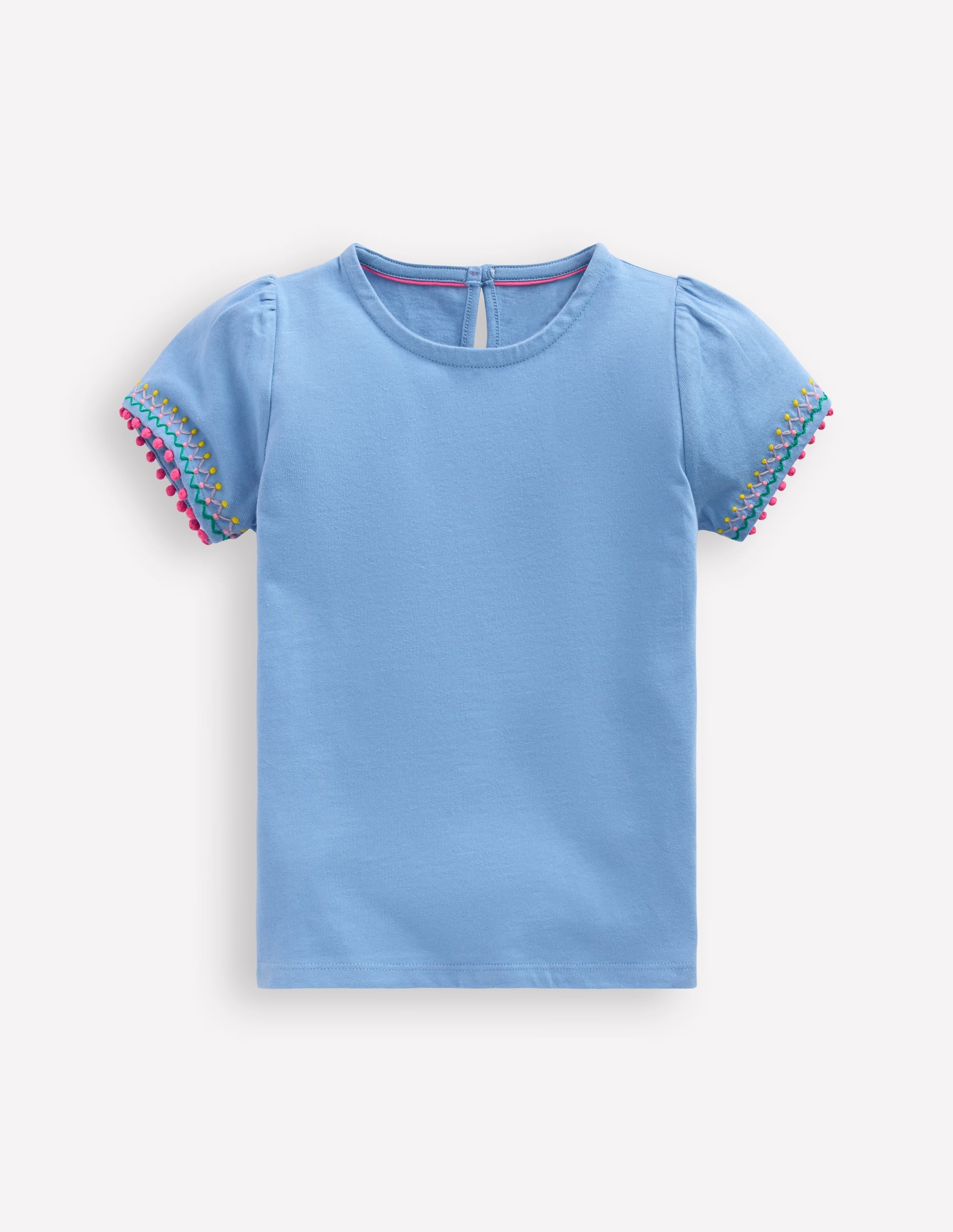 T-Shirt mit Puffärmeln-Vergissmeinnicht Blau - Image 1