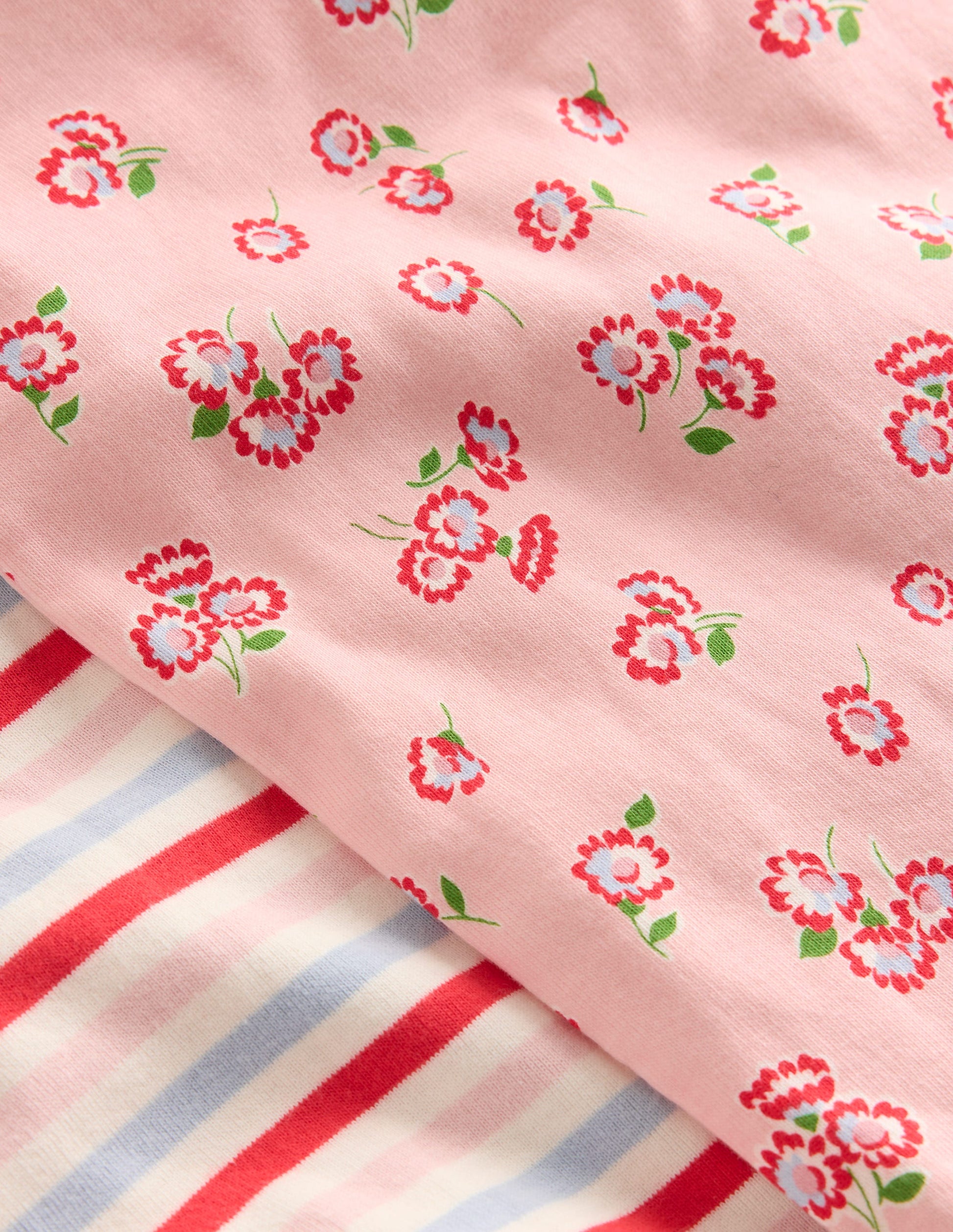 Kurze Schlafanzüge im Doppelpack-Kreiderosa Gänseblümchen-3