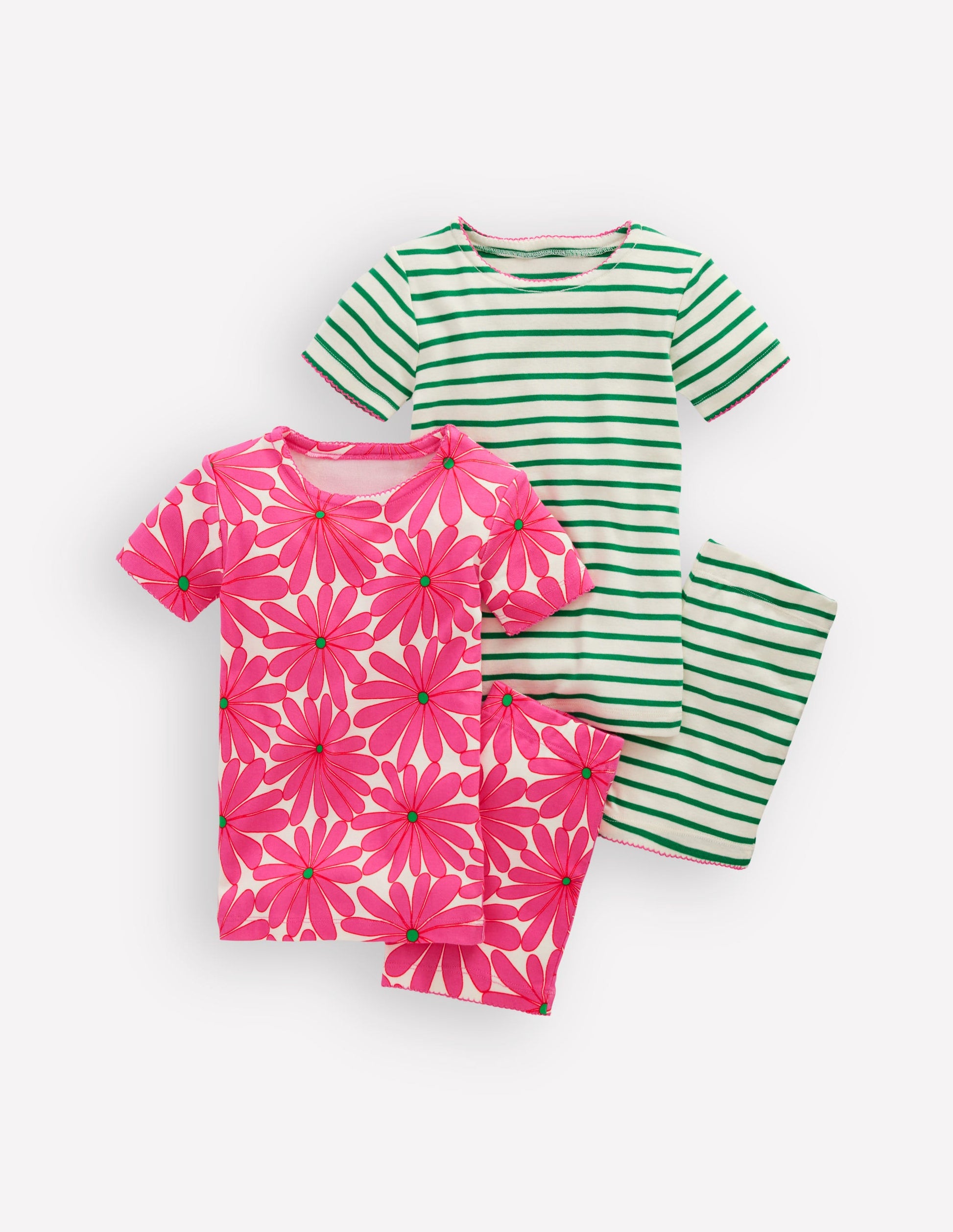 2 pyjamas courts-Fleur rose-1