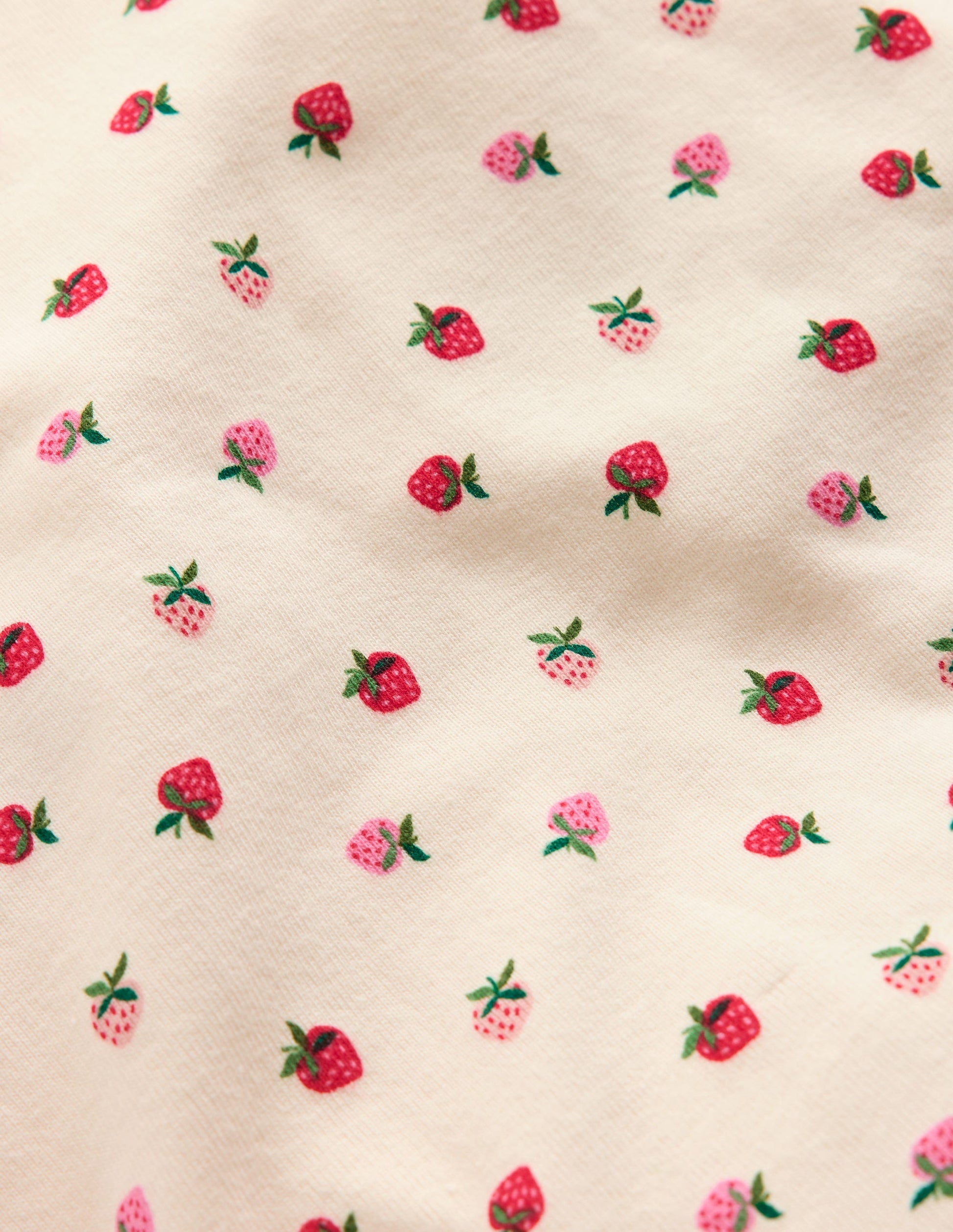 Kuscheliger, kurzer Schlafanzug-Mandelrosa Erdbeere Streifen-3