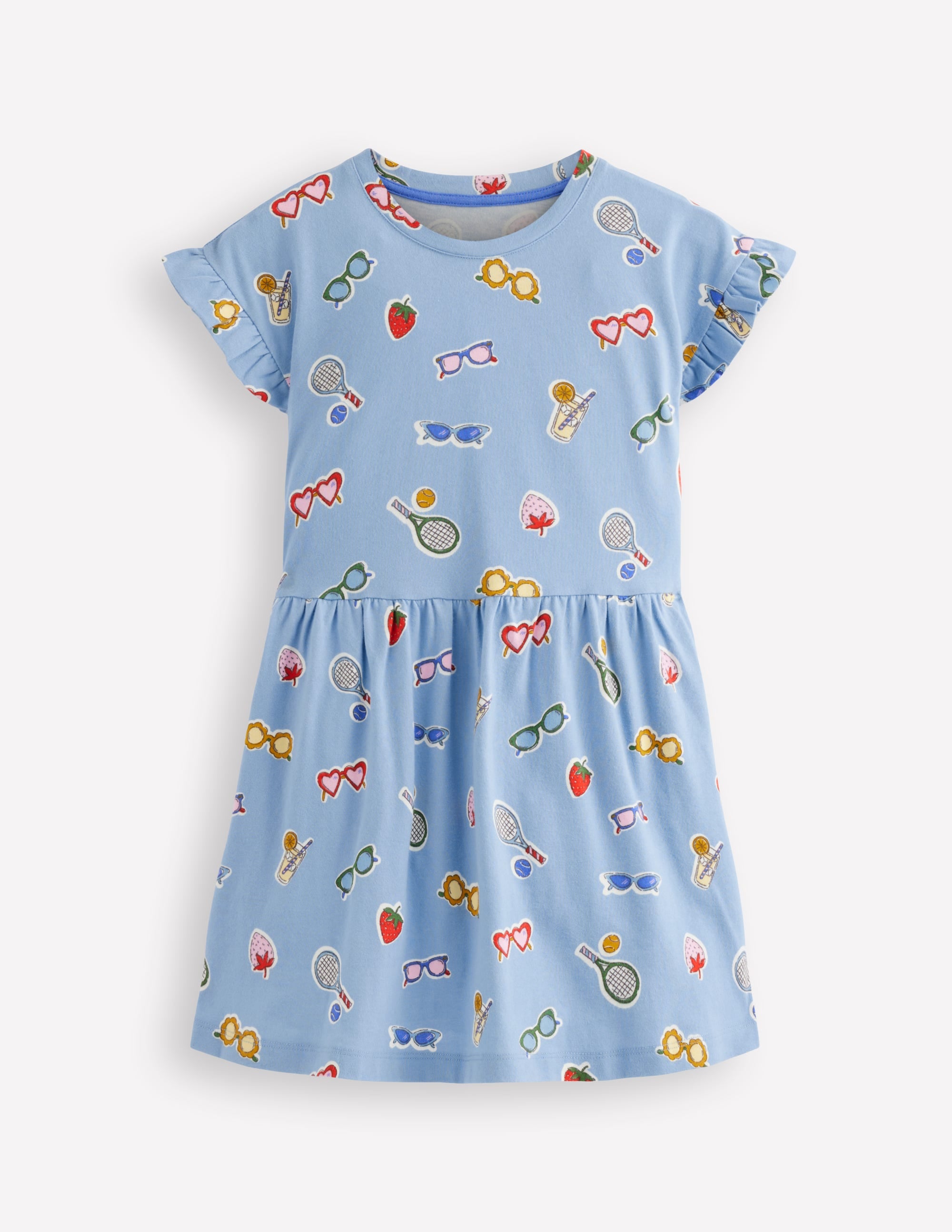 Robe T-shirt en jersey-Imprimé vacances bleu glacier - Image 1