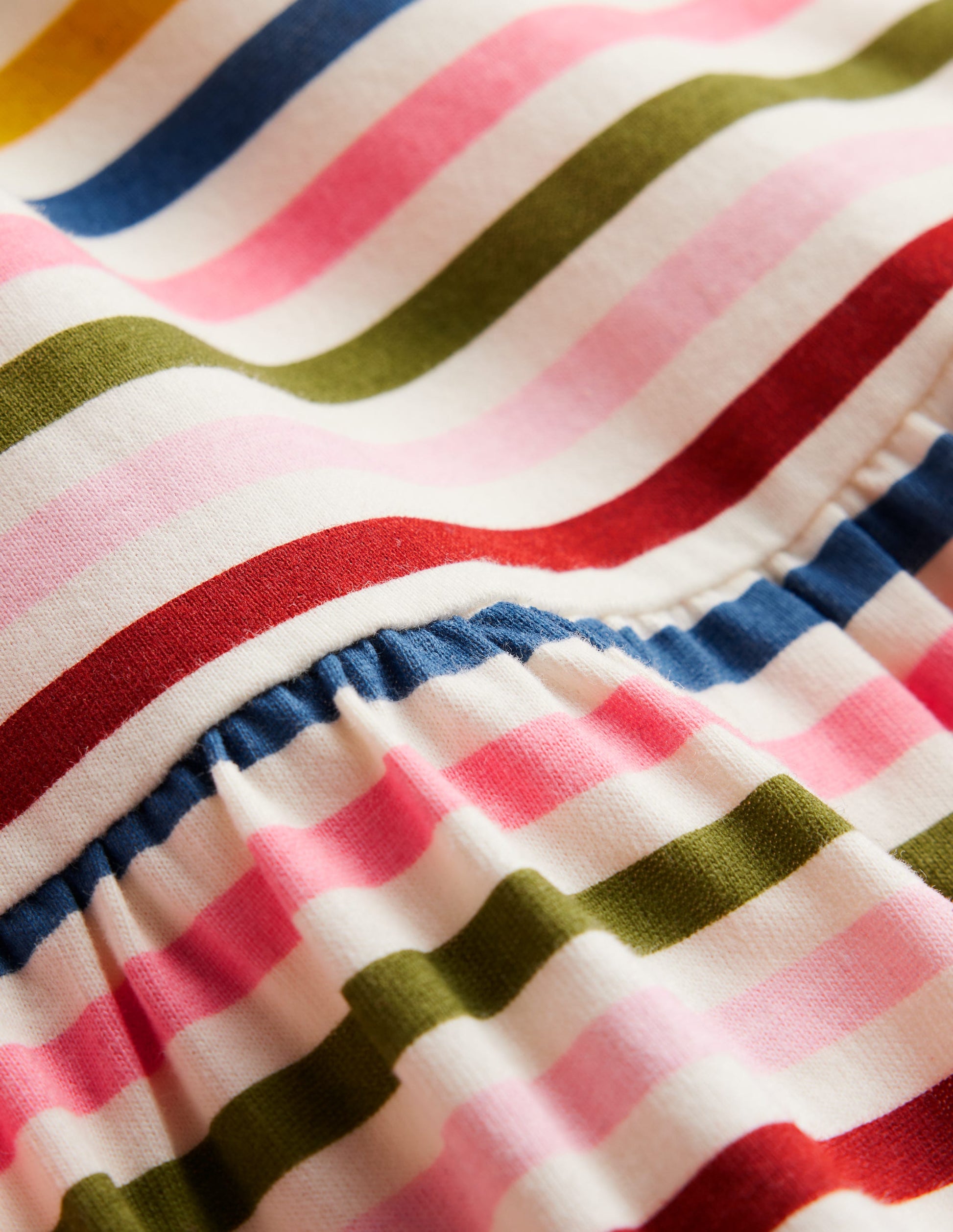 T-Shirt-Kleid aus Jersey-Kastanienbraun, Rosa und Blau Streifen-3