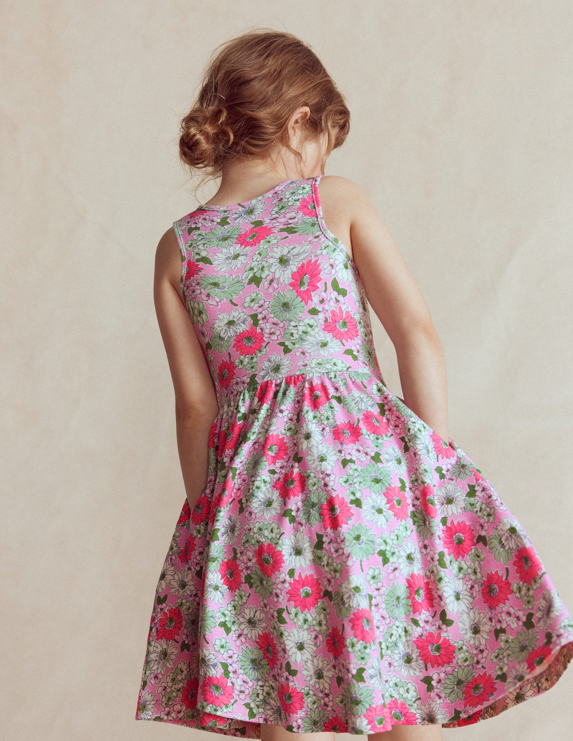 Tellerkleid aus Jersey-Pink Geblümt-4