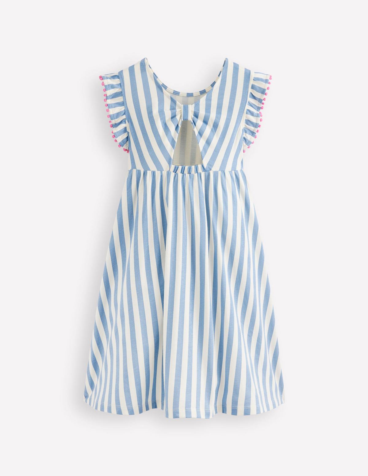 Robe Clover en jersey avec nœud au dos-Rayé bleu sel/ivoire - Image 4