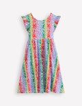 Jerseykleid mit Schleife am Rücken-Regenbogen-Ombré Blumenbeet