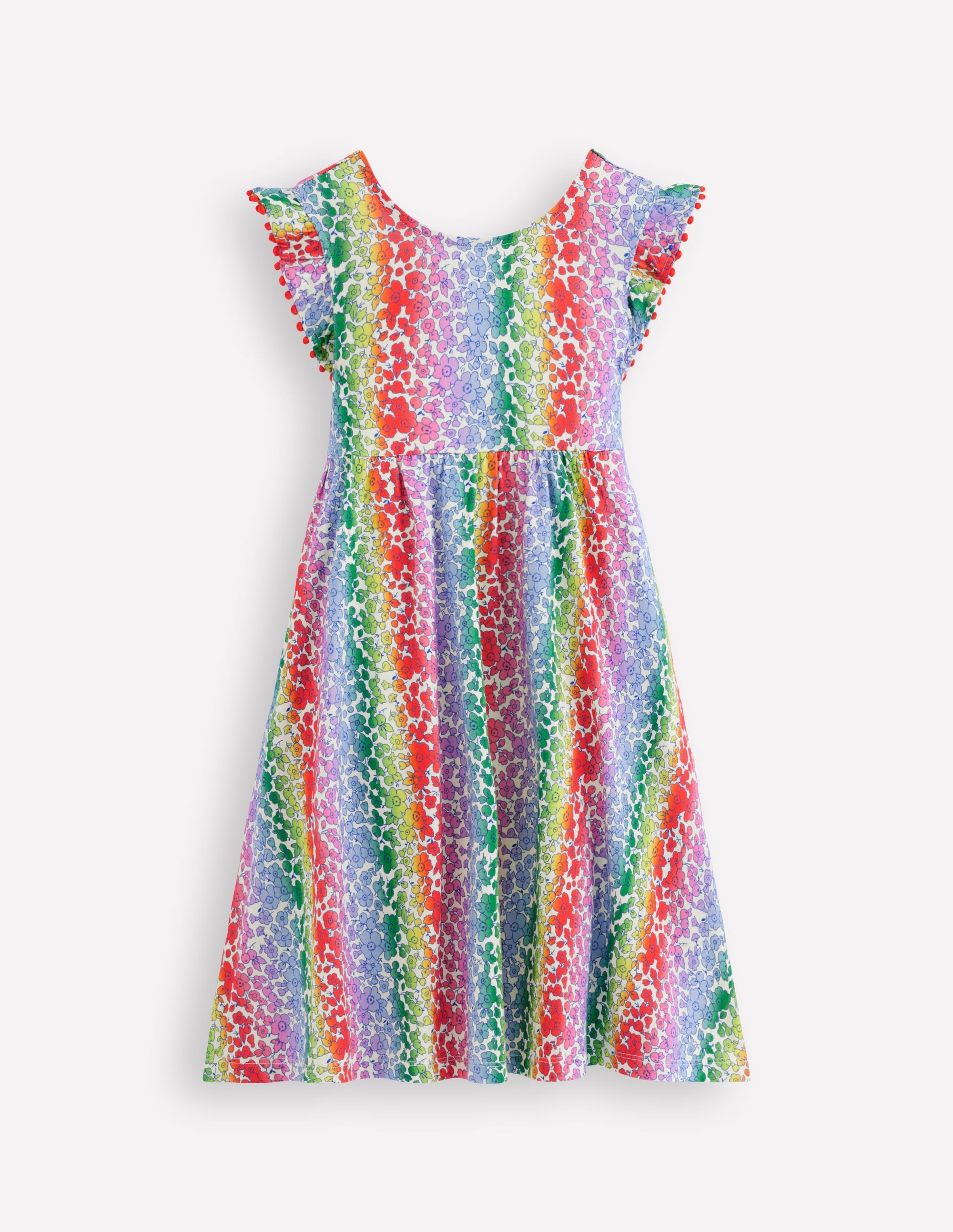 Clover Bow Back Jersey Dress-Rainbow Ombre Flowerbed - Image 1