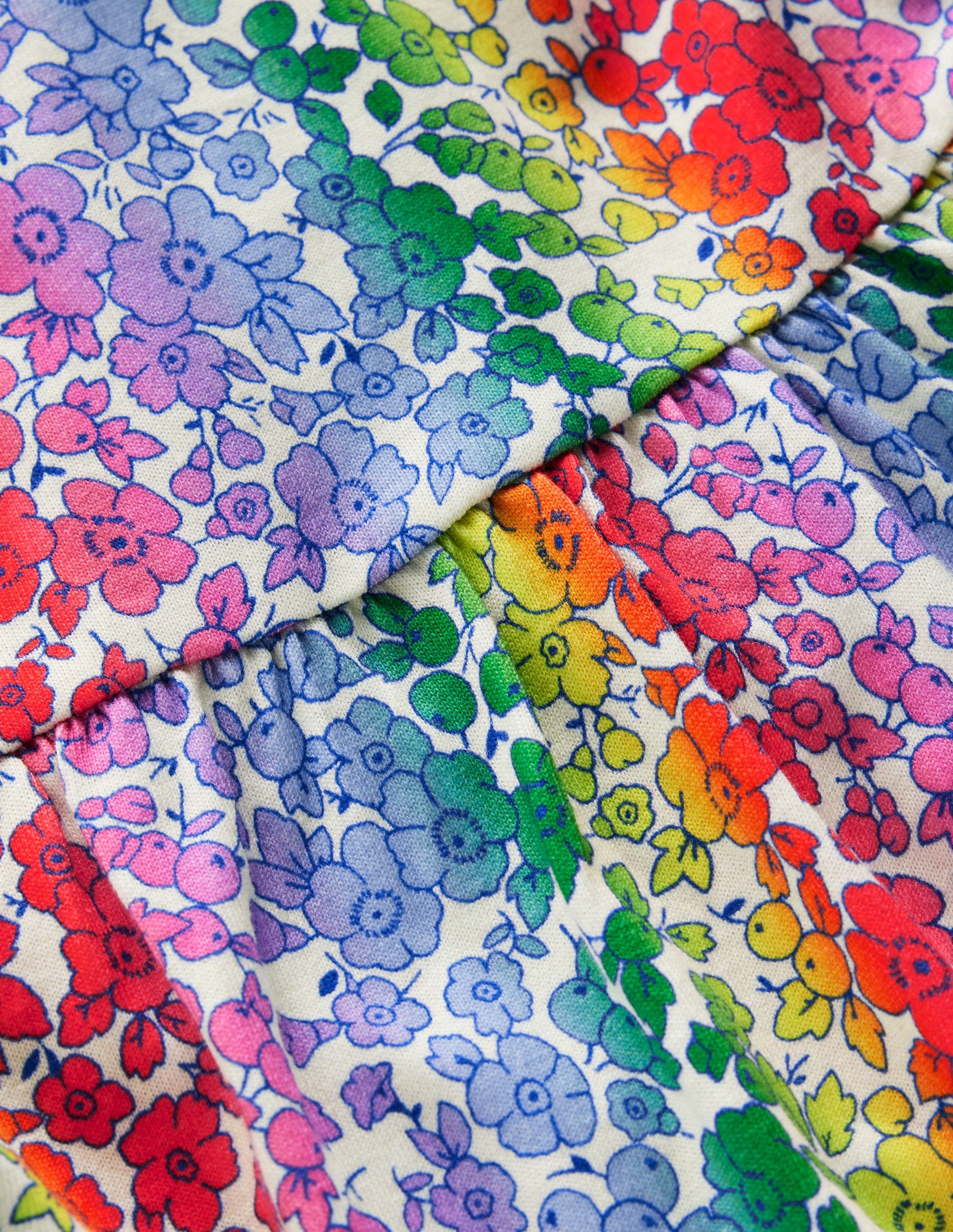 Jerseykleid mit Schleife am Rücken-Regenbogen-Ombré Blumenbeet-3