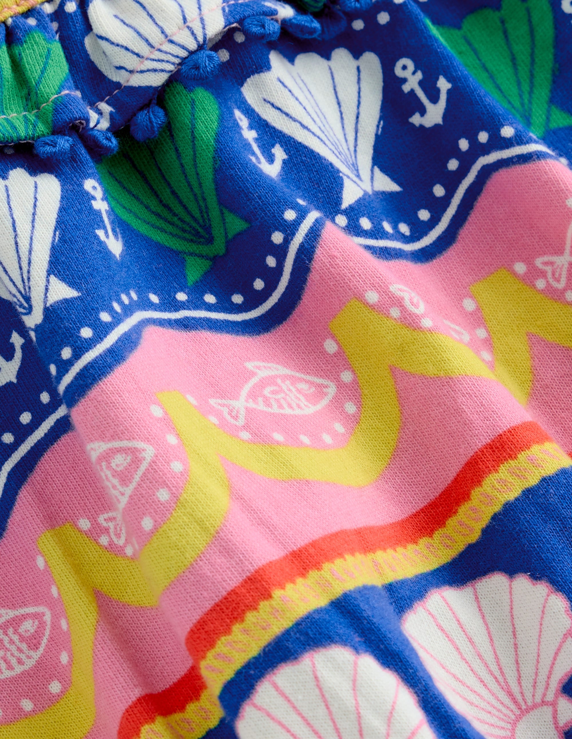 Robe à col volanté et détails-Multi rayé coquillage - Image 3