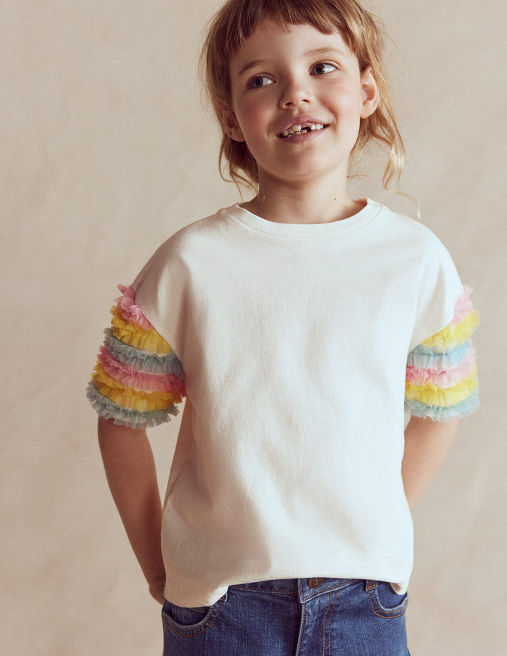 Oberteil aus Tüll-Mix-Weiß