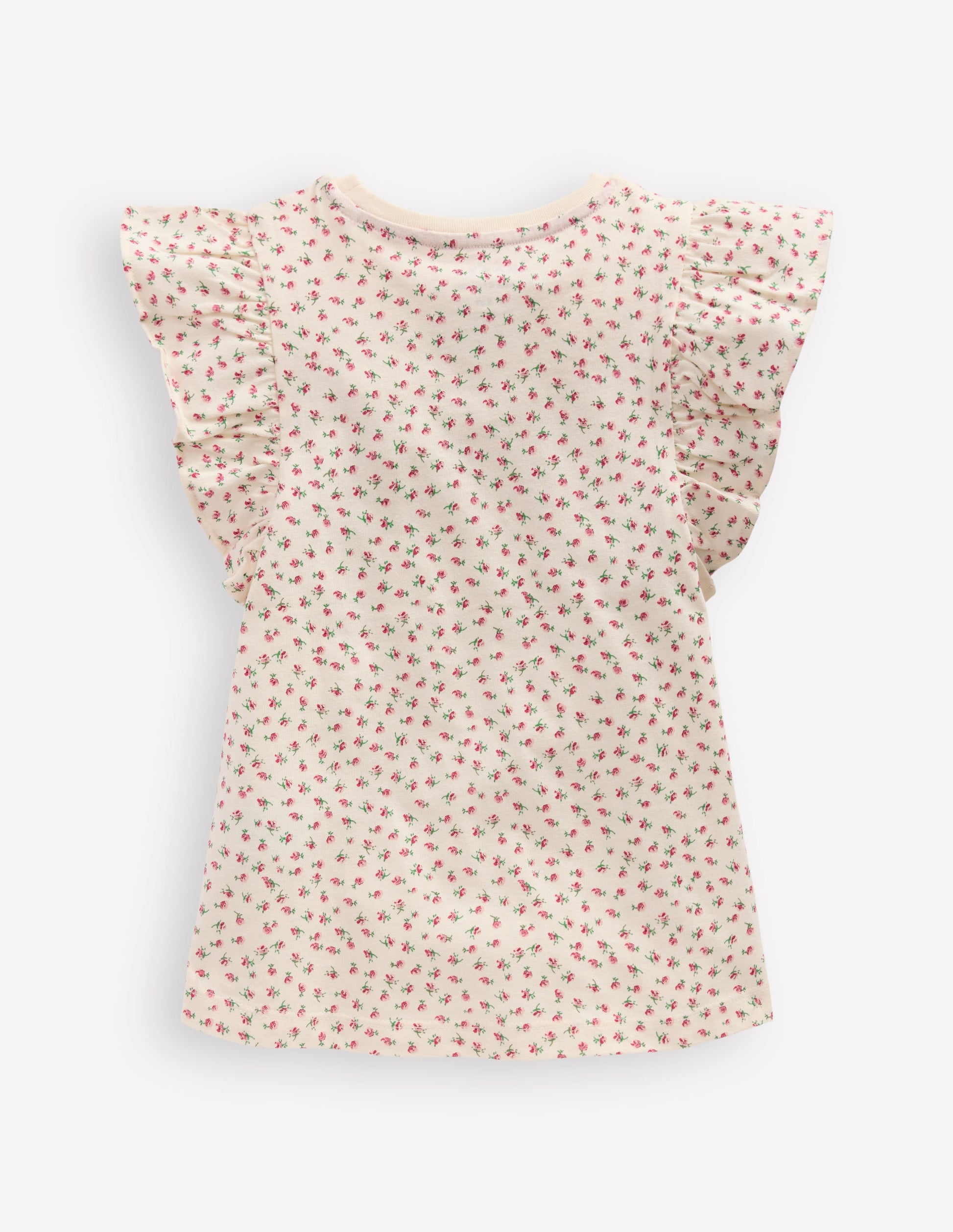 Top imprimé à manches volantées-Petites fleurs espacées rose-2