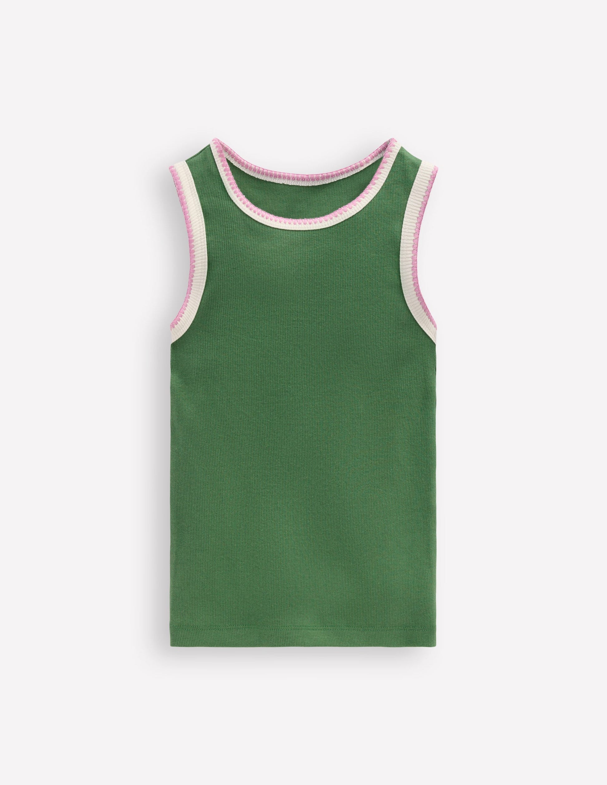 Geripptes Top mit Häkelbesatz-Weidengrün-2