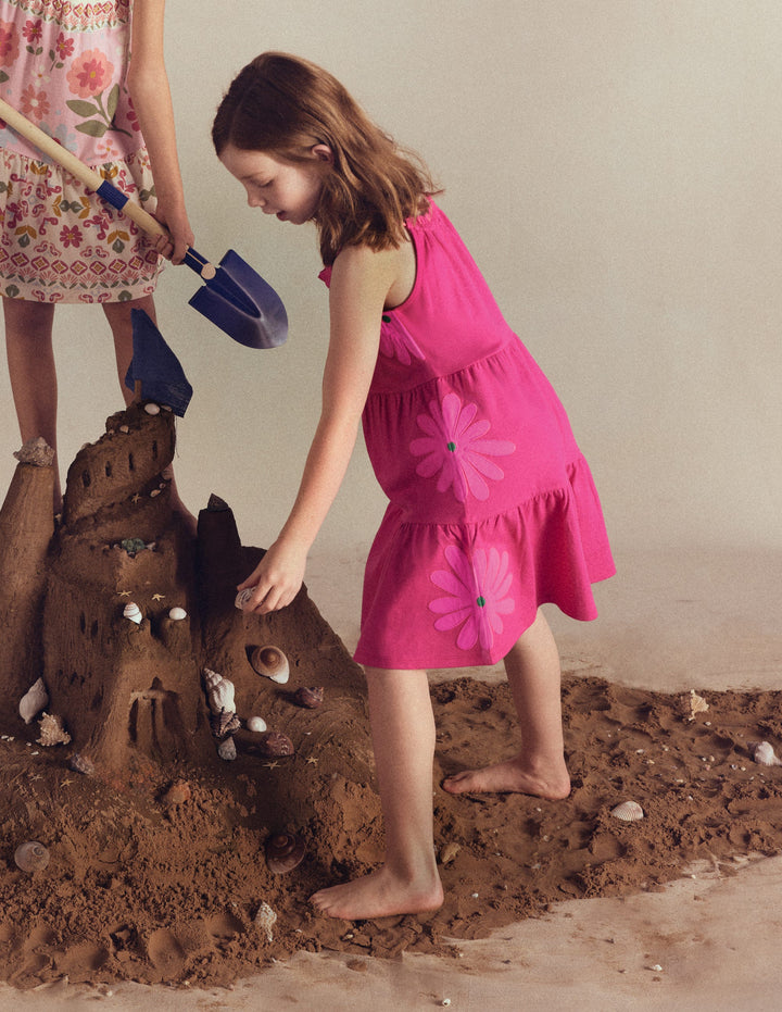 Enola Jerseykleid mit Applikation-Himbeerrosa Riesengänseblümchen