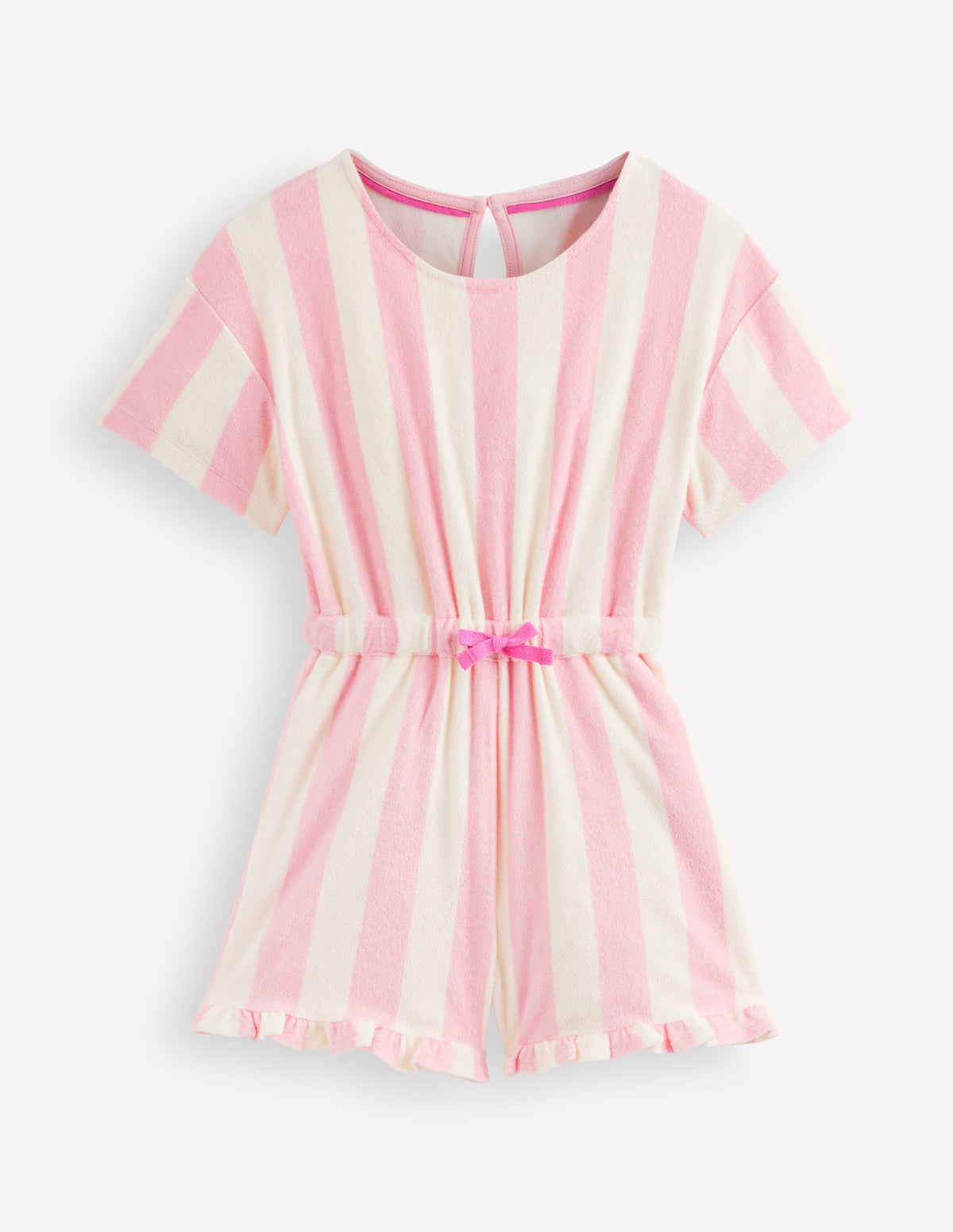 Lockerer Jumpsuit aus Frottee-Frühlingsblüte Rosa Streifen - Image 1
