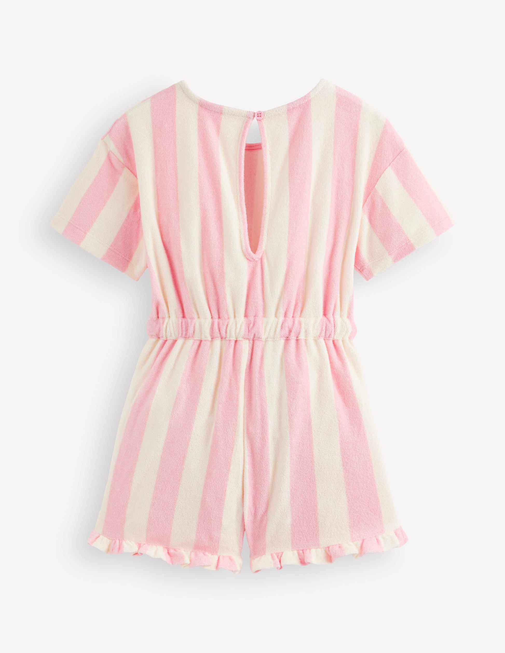 Lockerer Jumpsuit aus Frottee-Frühlingsblüte Rosa Streifen-2