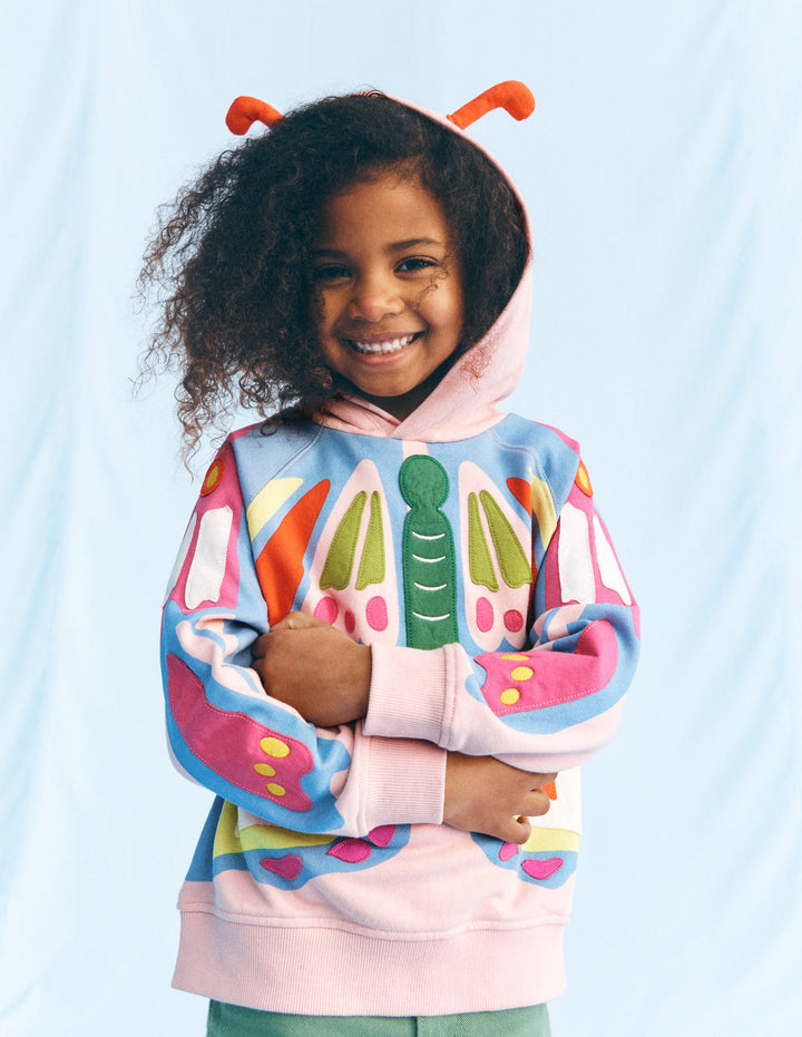 Origineller, lockerer Kapuzenpullover-Rosa Schmetterling