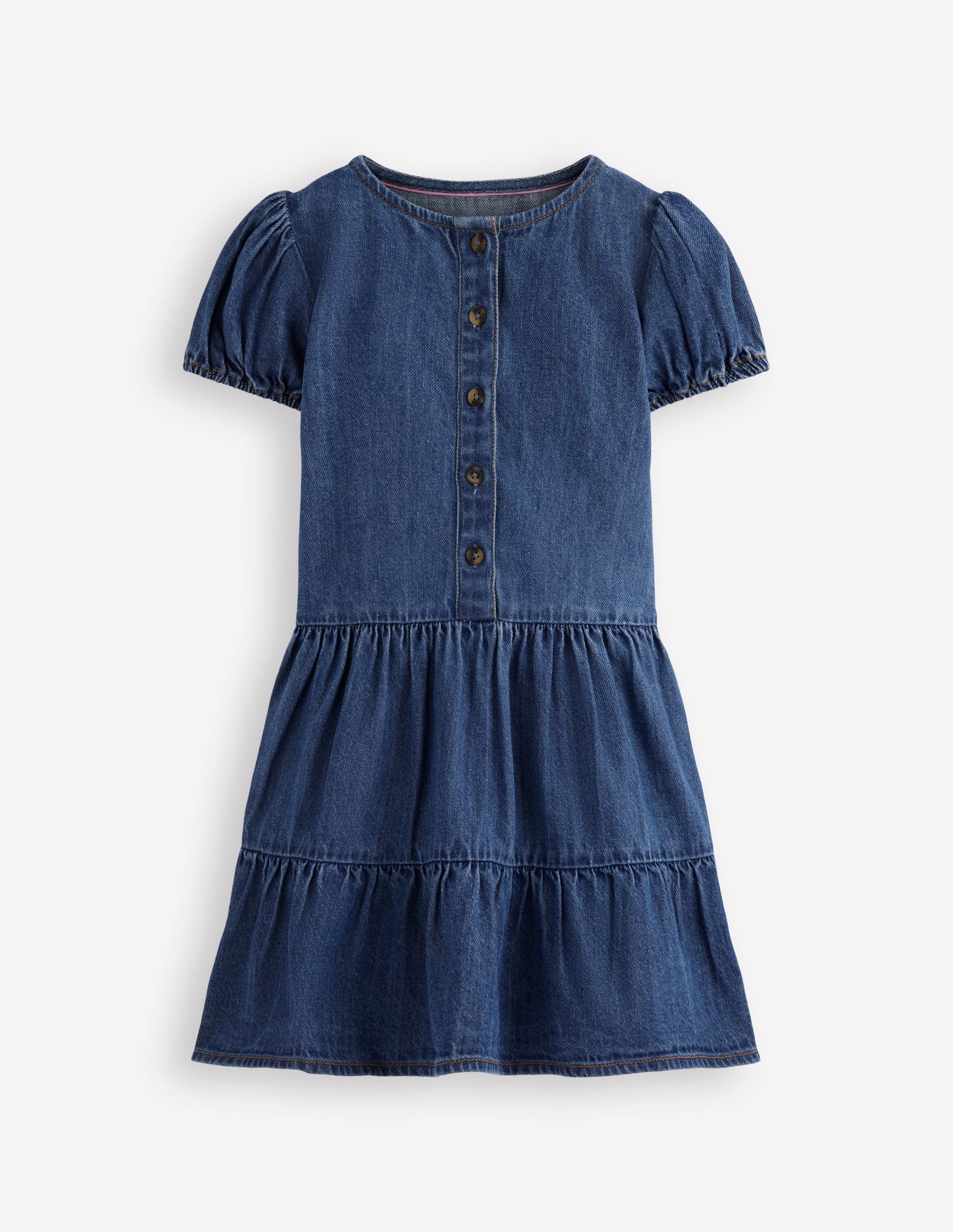 Gestuftes Hemdblusenkleid-Blau, Faux-Uni-2