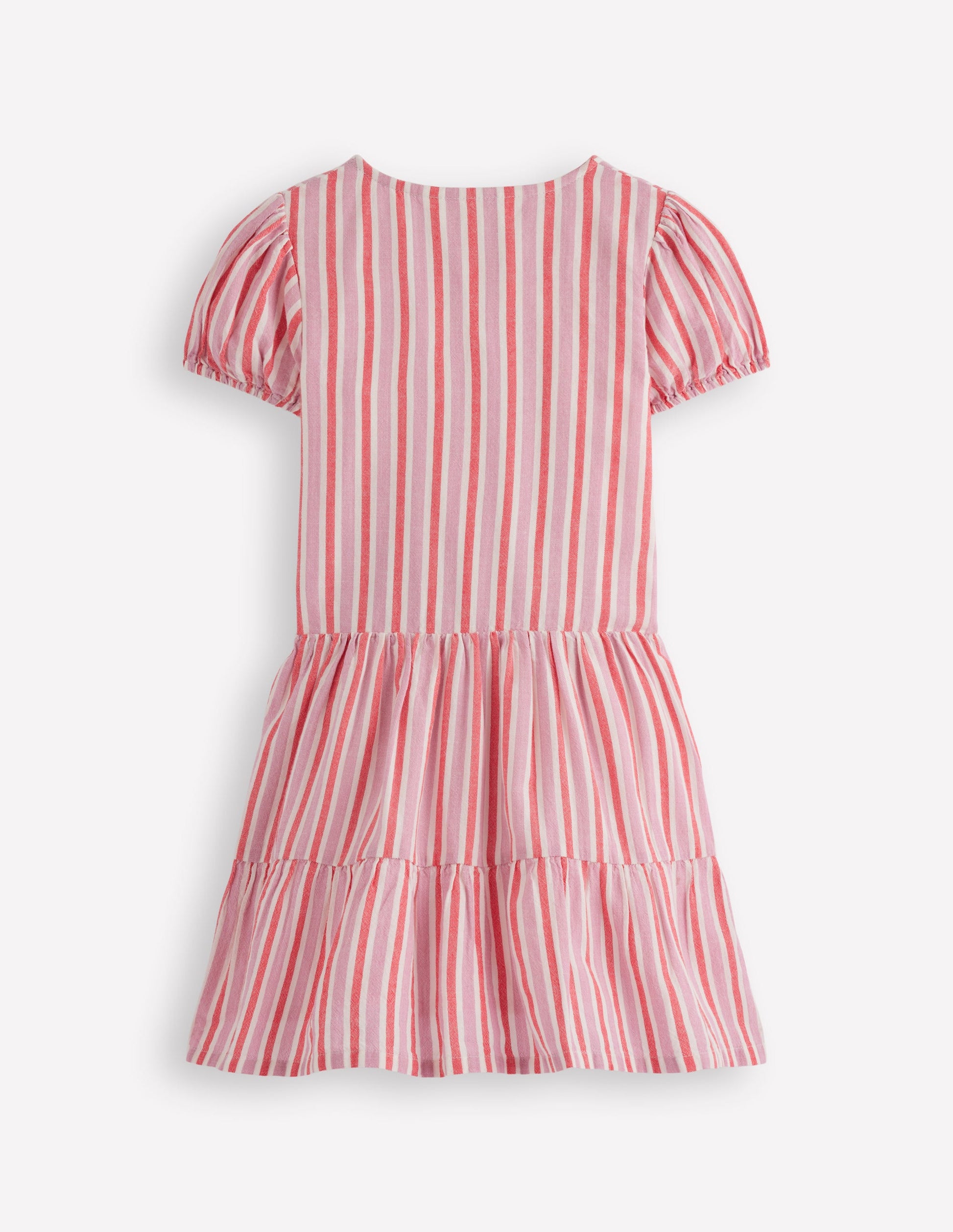 Gestuftes Hemdblusenkleid-Ameisenrosa mit Streifen-4