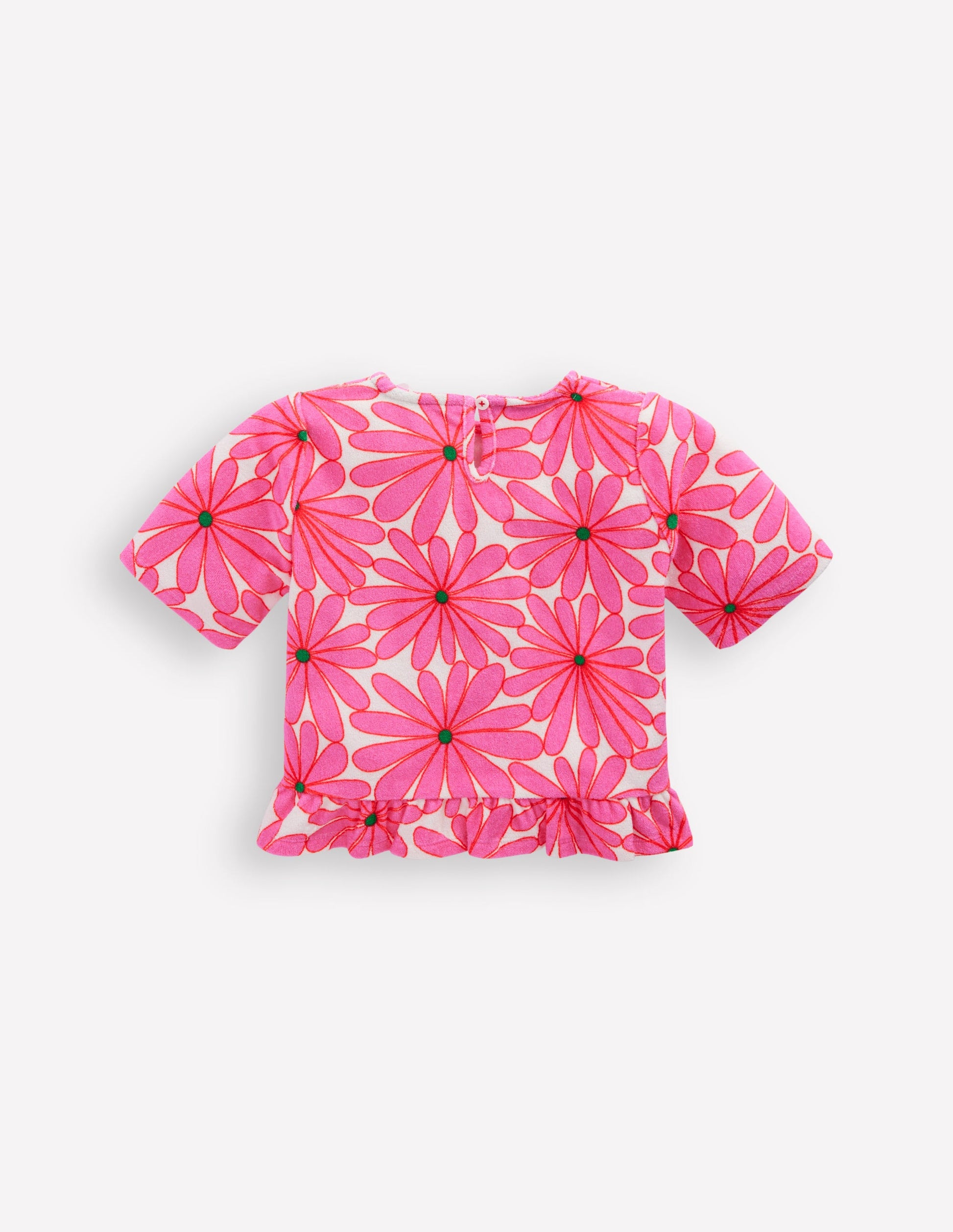 Oberteil aus Frottee mit Schößchen-Festivalrosa Riesengänseblümchen-2