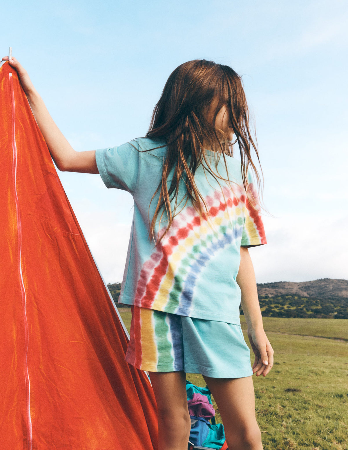 Shorts mit Batikmuster und Logo-Morgenblau Regenbogen - Image 4