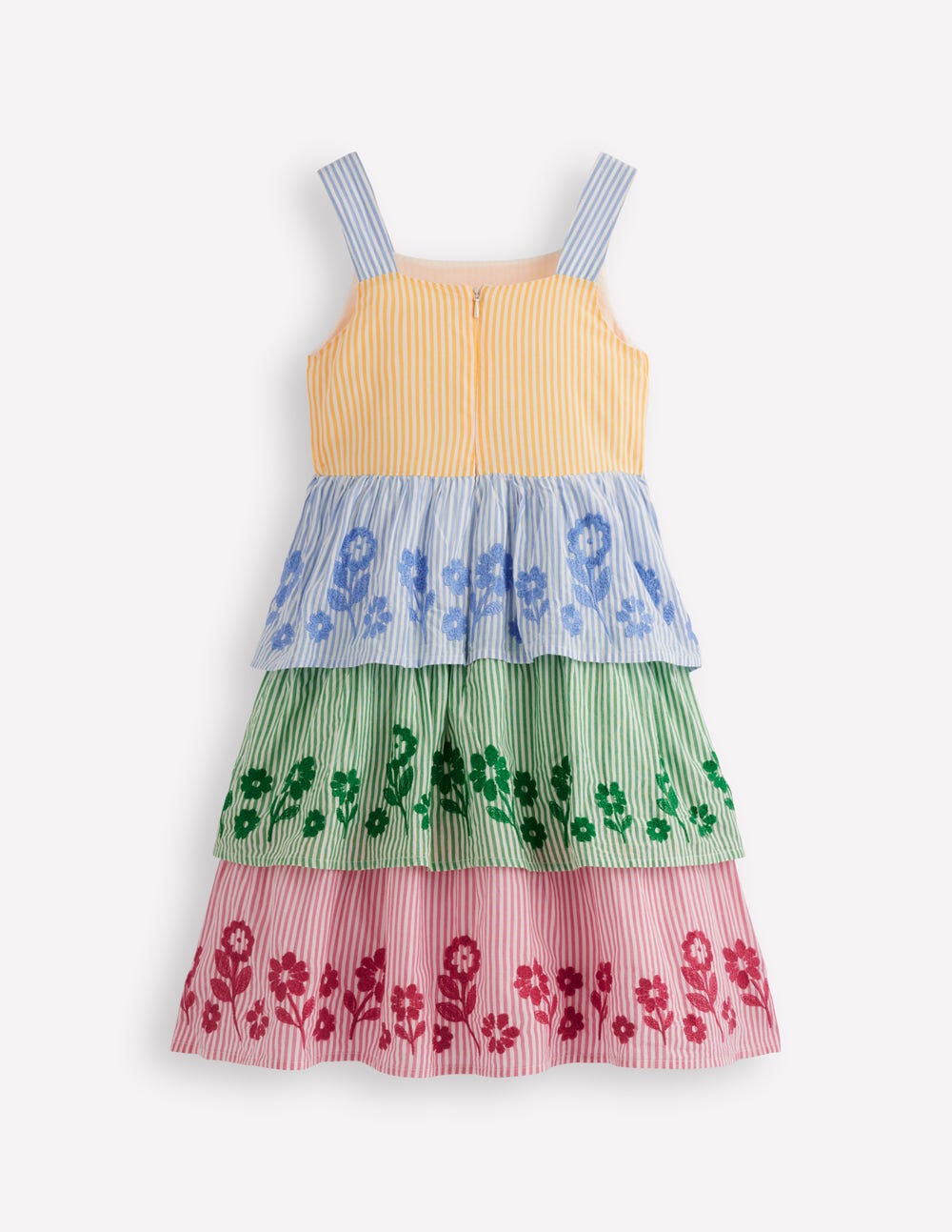 Robe brodée à volants-Broderie rayée à motif pêle-mêle - Image 2