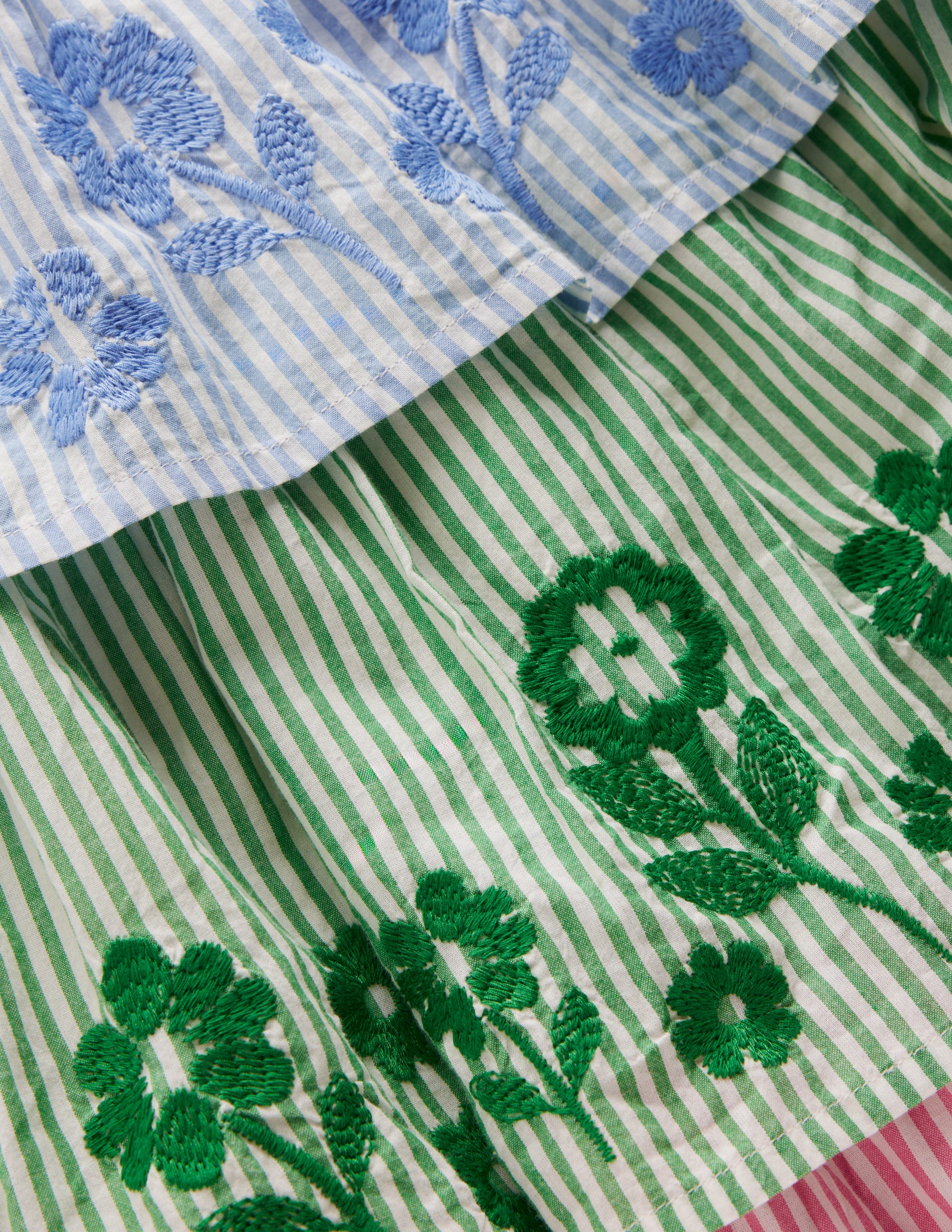 Robe brodée à volants-Broderie rayée à motif pêle-mêle - Image 3