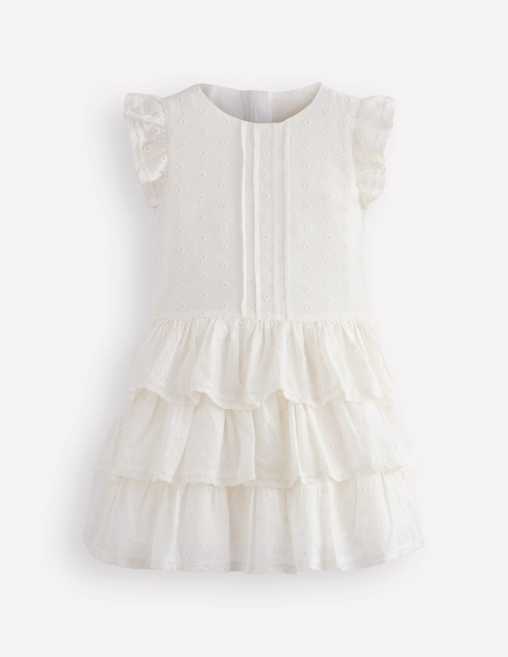 Pintuck Tiered Dress-Soft Ivory-4