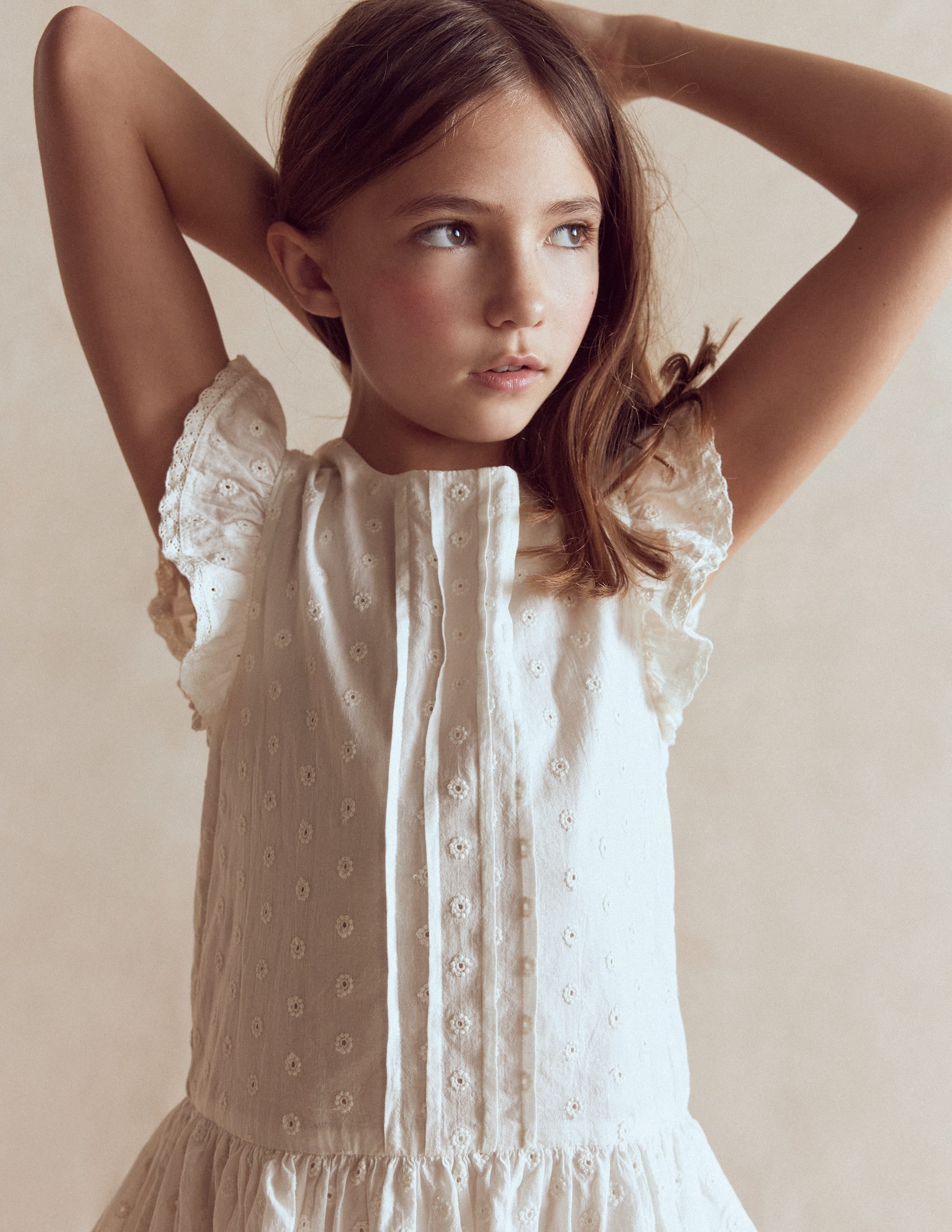 Pintuck Tiered Dress-Soft Ivory - Image 2