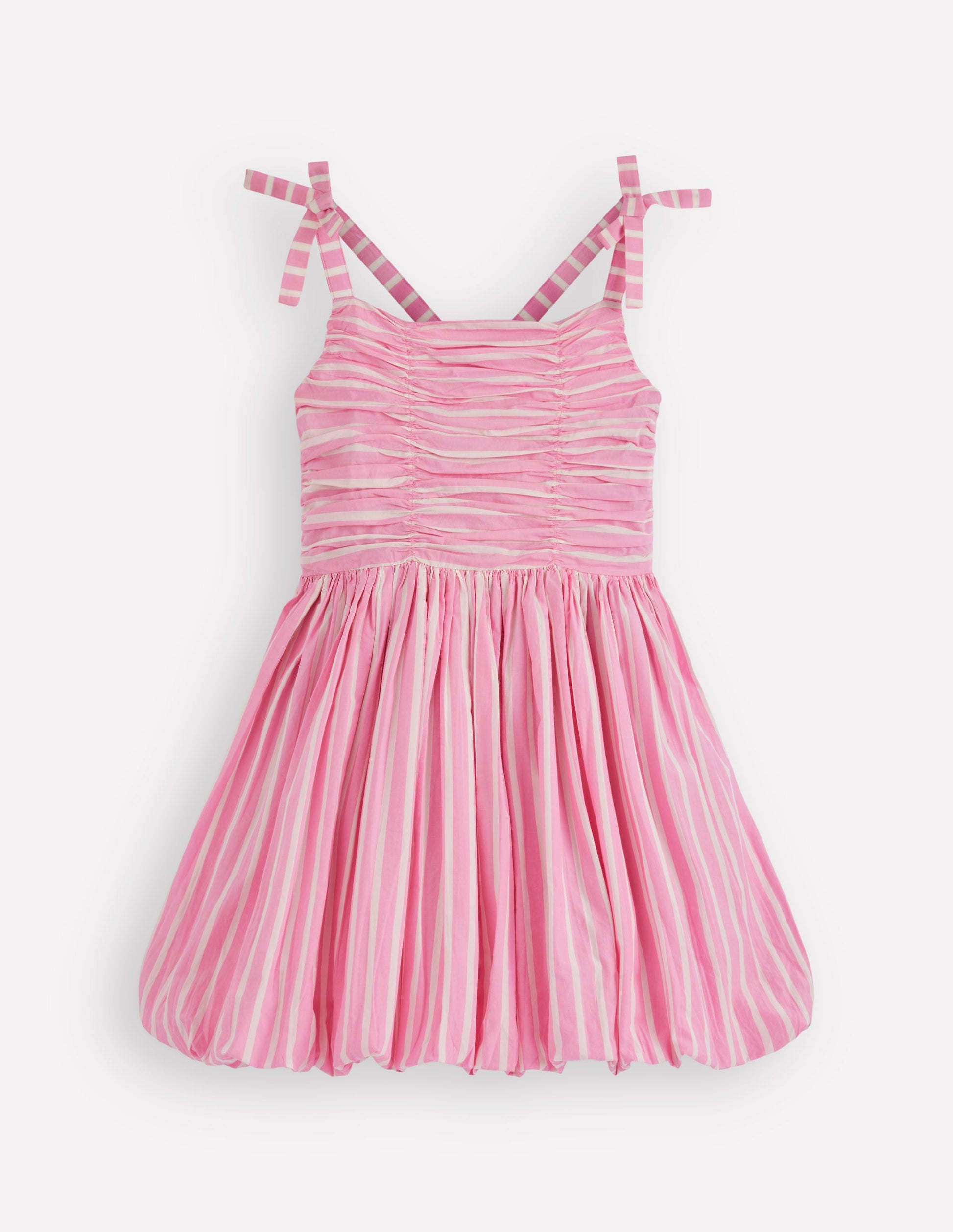 Ruched Bodice Bubble Dress-Formica Pink Stripe-2
