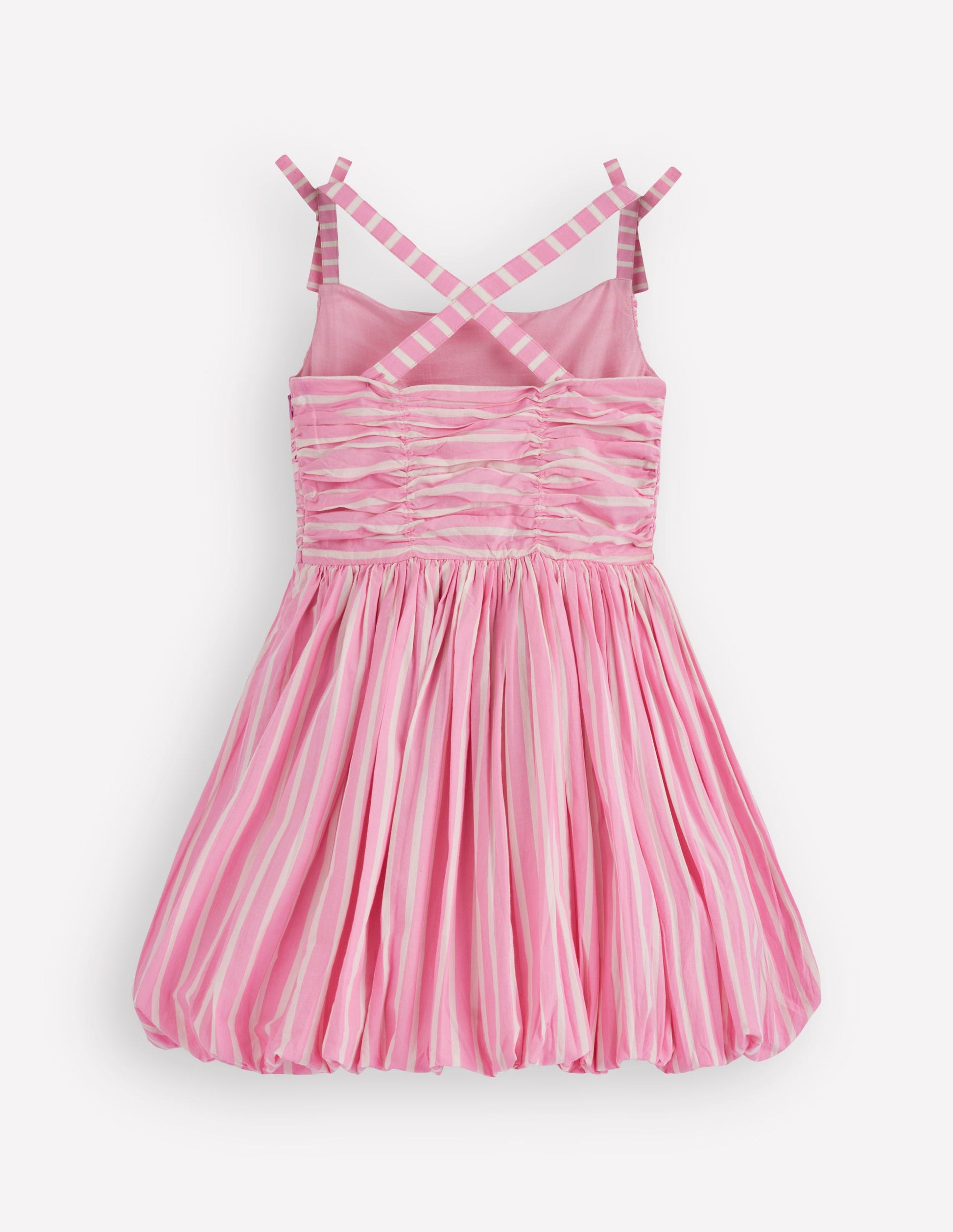 Ruched Bodice Bubble Dress-Formica Pink Stripe-3