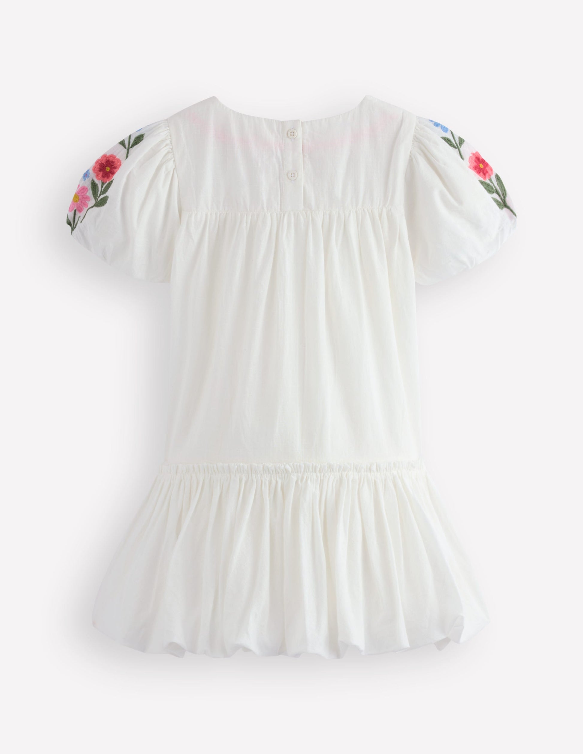 Ballonkleid mit tiefer Taille-Sanftes Naturweiß Stickerei-2