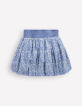 Rock mit Ballonsaum-Wellenblau Vintage Kleines Blumenmuster