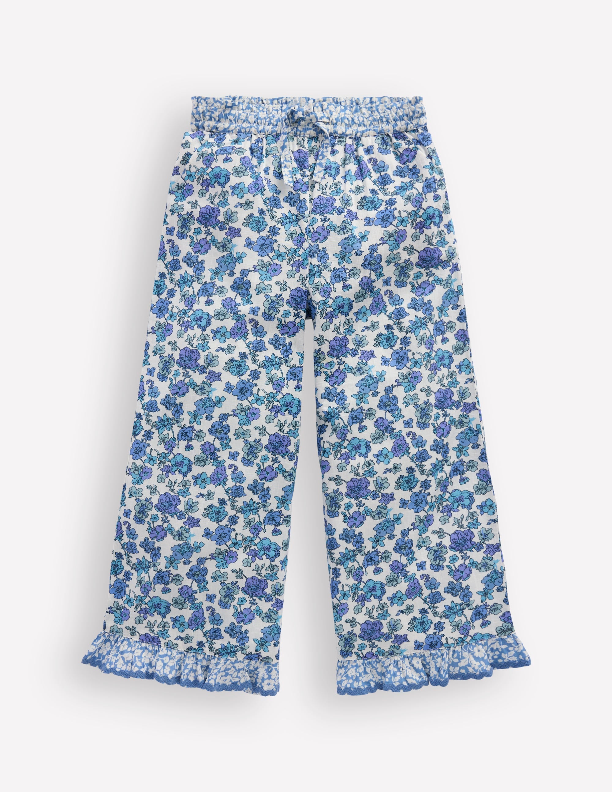 Hose mit Rüschensaum-Blau Blumenmuster Kuddelmuddel - Image 2