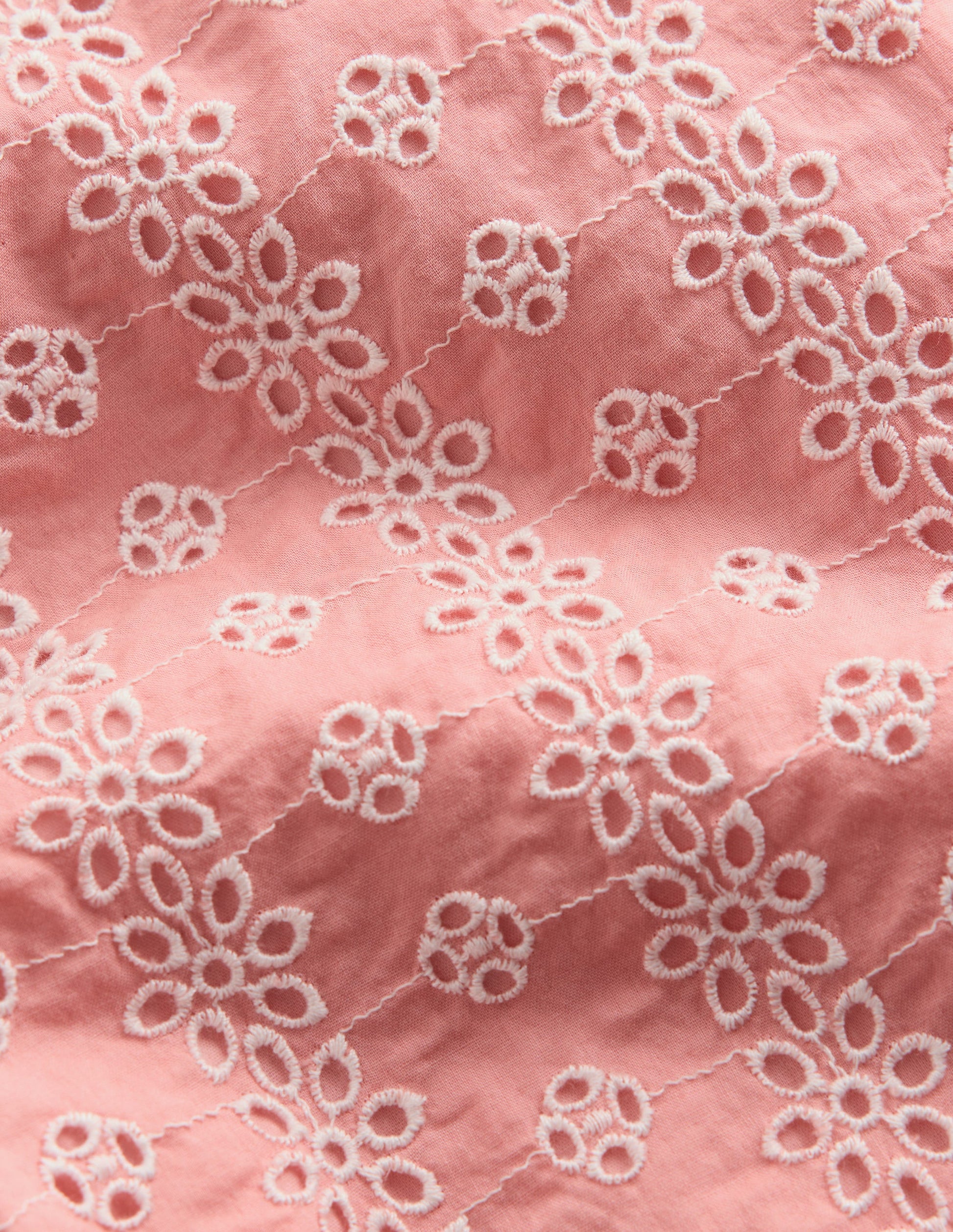 Pantalon à ourlet volanté-Broderie anglaise rose-4