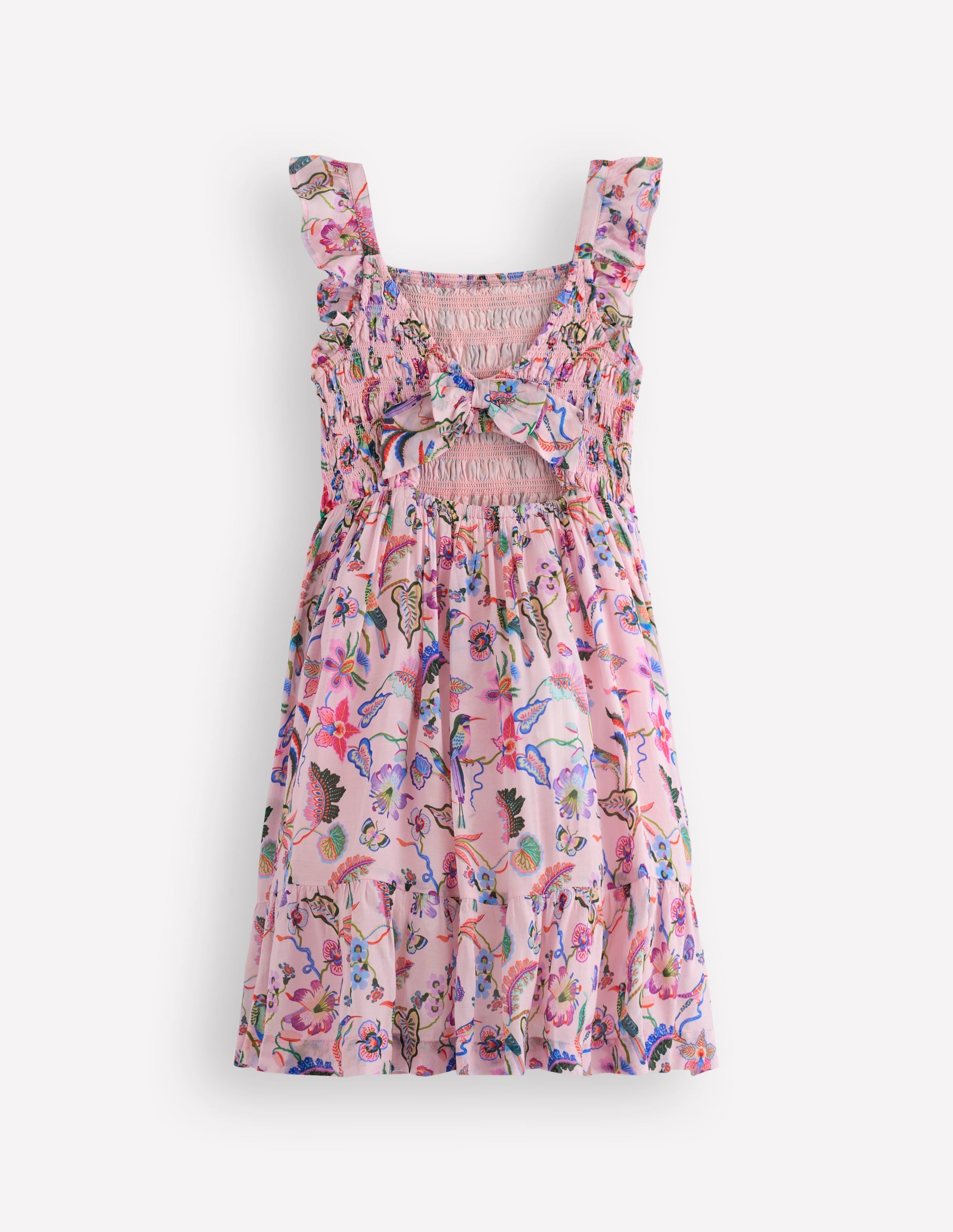 Robe froncée avec nœud dans le dos-Motif floral rose multi - Image 2