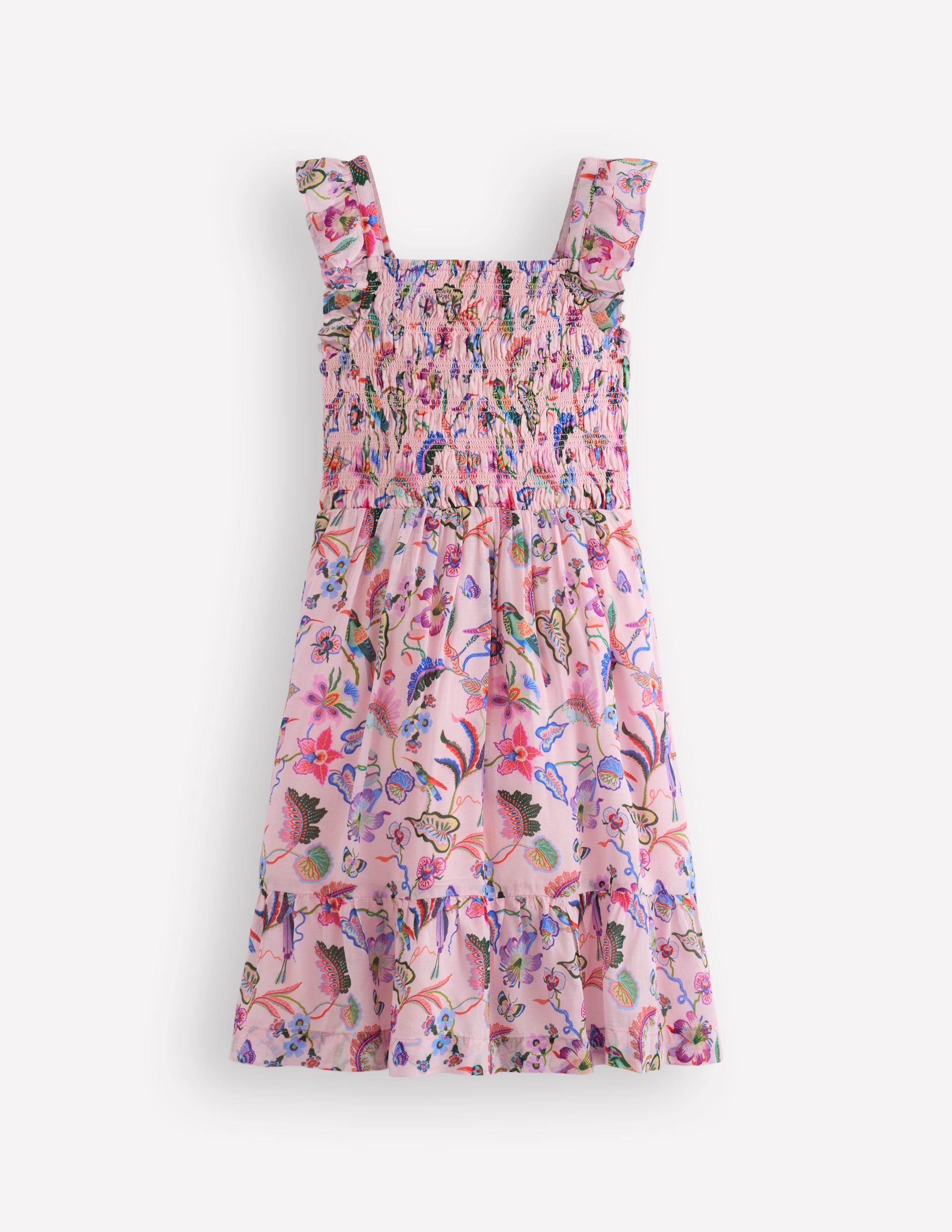 Robe froncée avec nœud dans le dos-Motif floral rose multi - Image 1